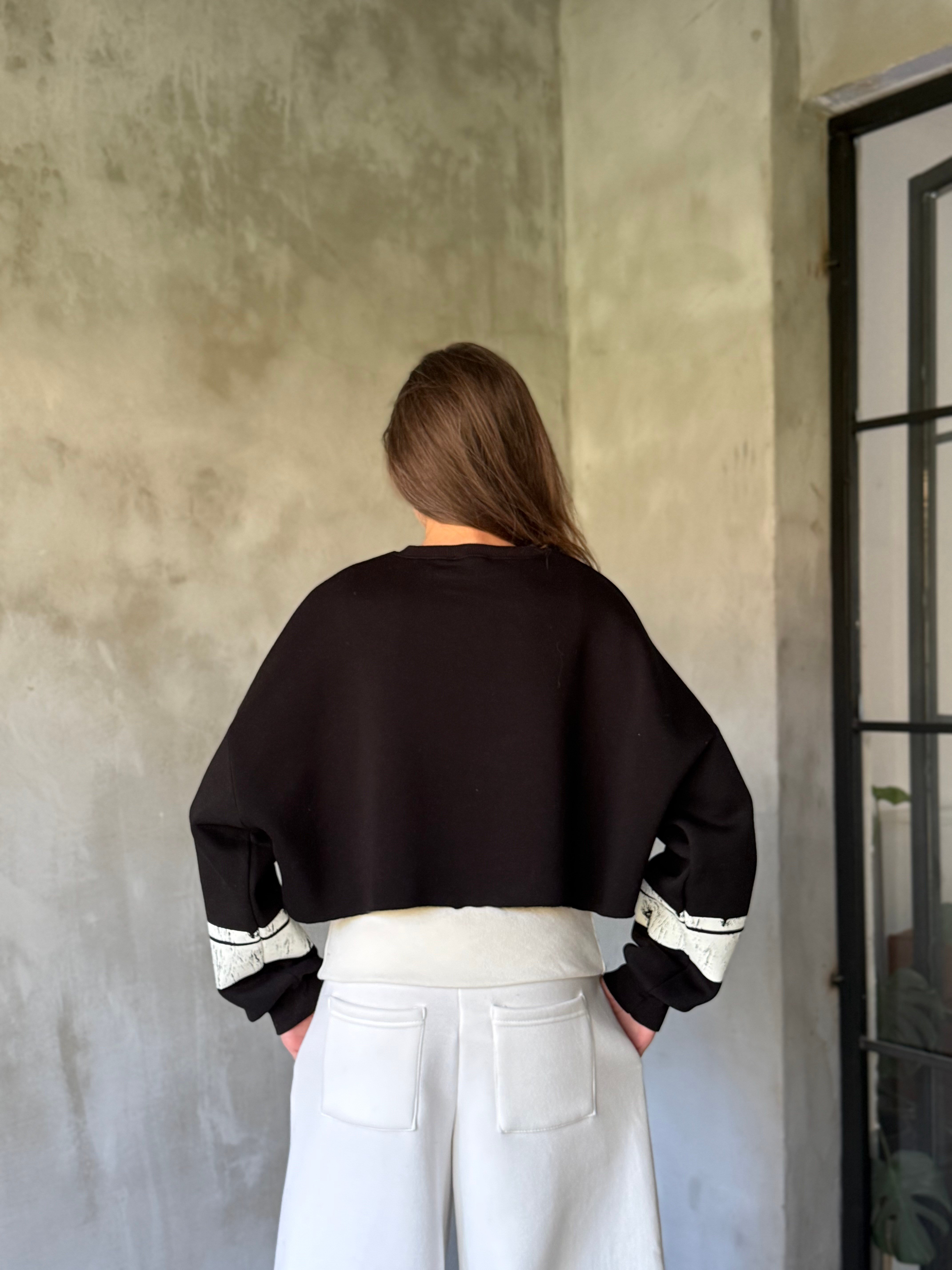 Malibu Crop Oversize Swatshirt - Siyah