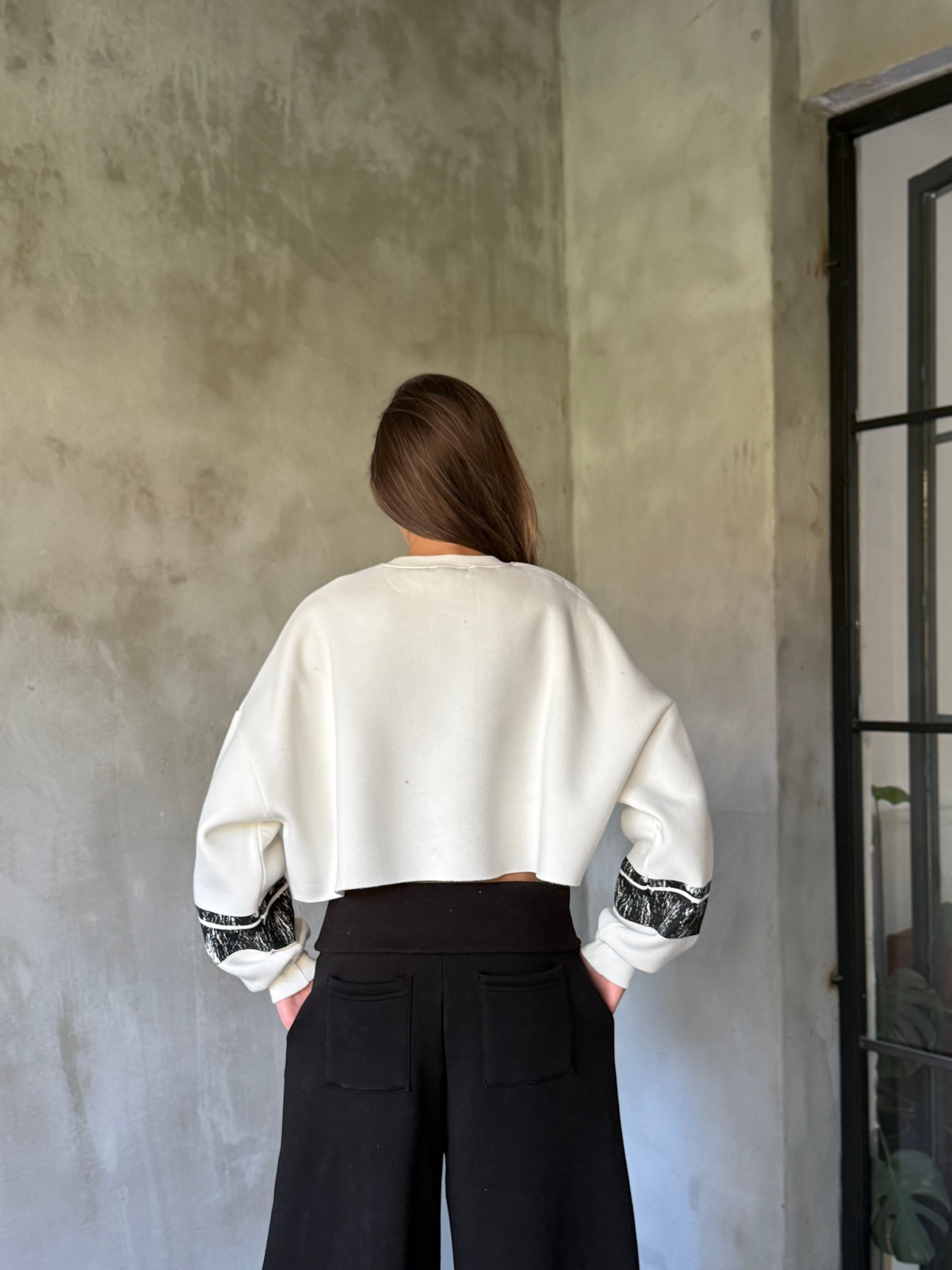 Malibu Crop Oversize Sweatshirt - Beyaz