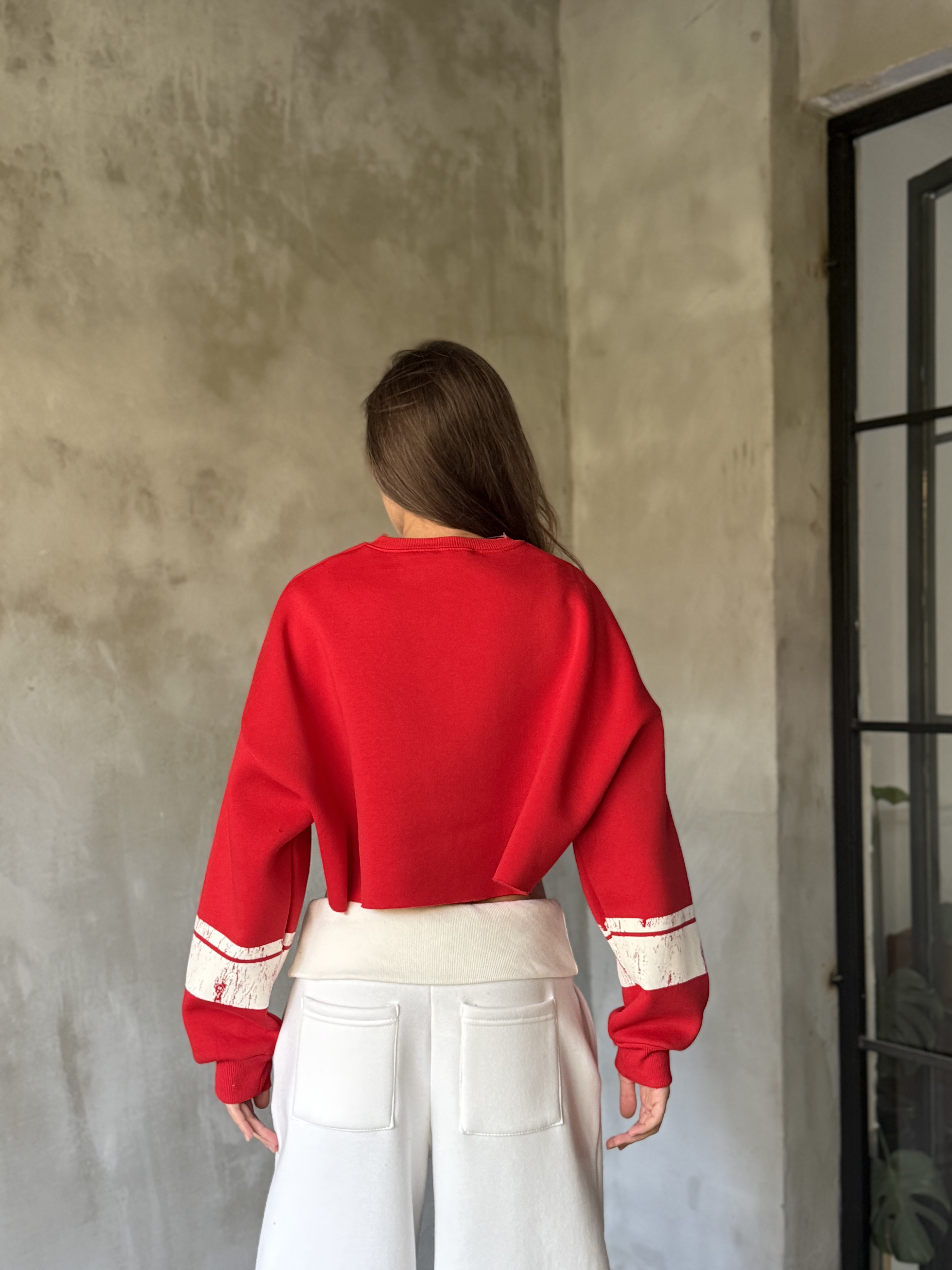 Malibu Crop Oversize Sweatshirt - Kırmızı