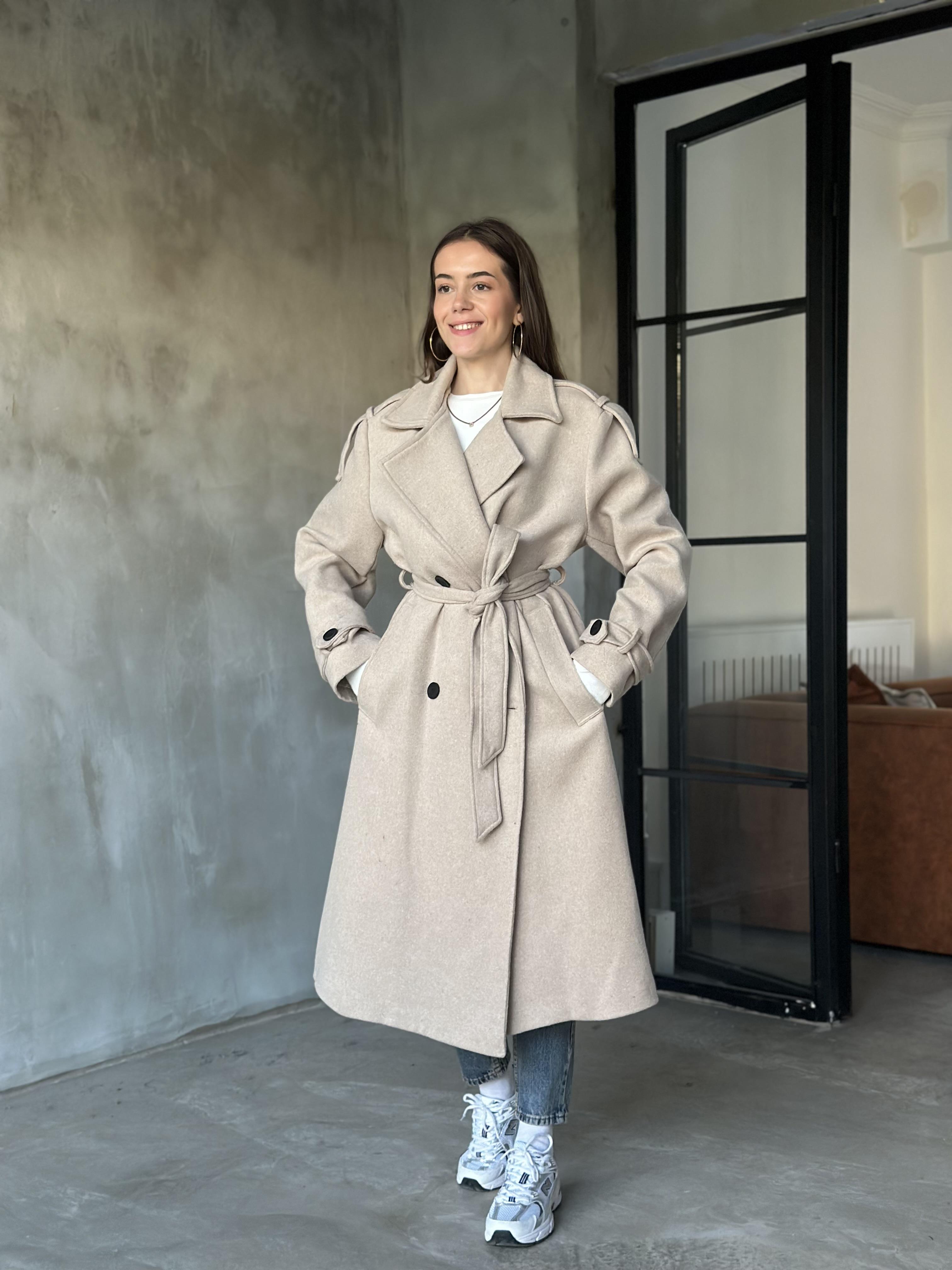 Massi Oversize Kaşe Kaban - Krem
