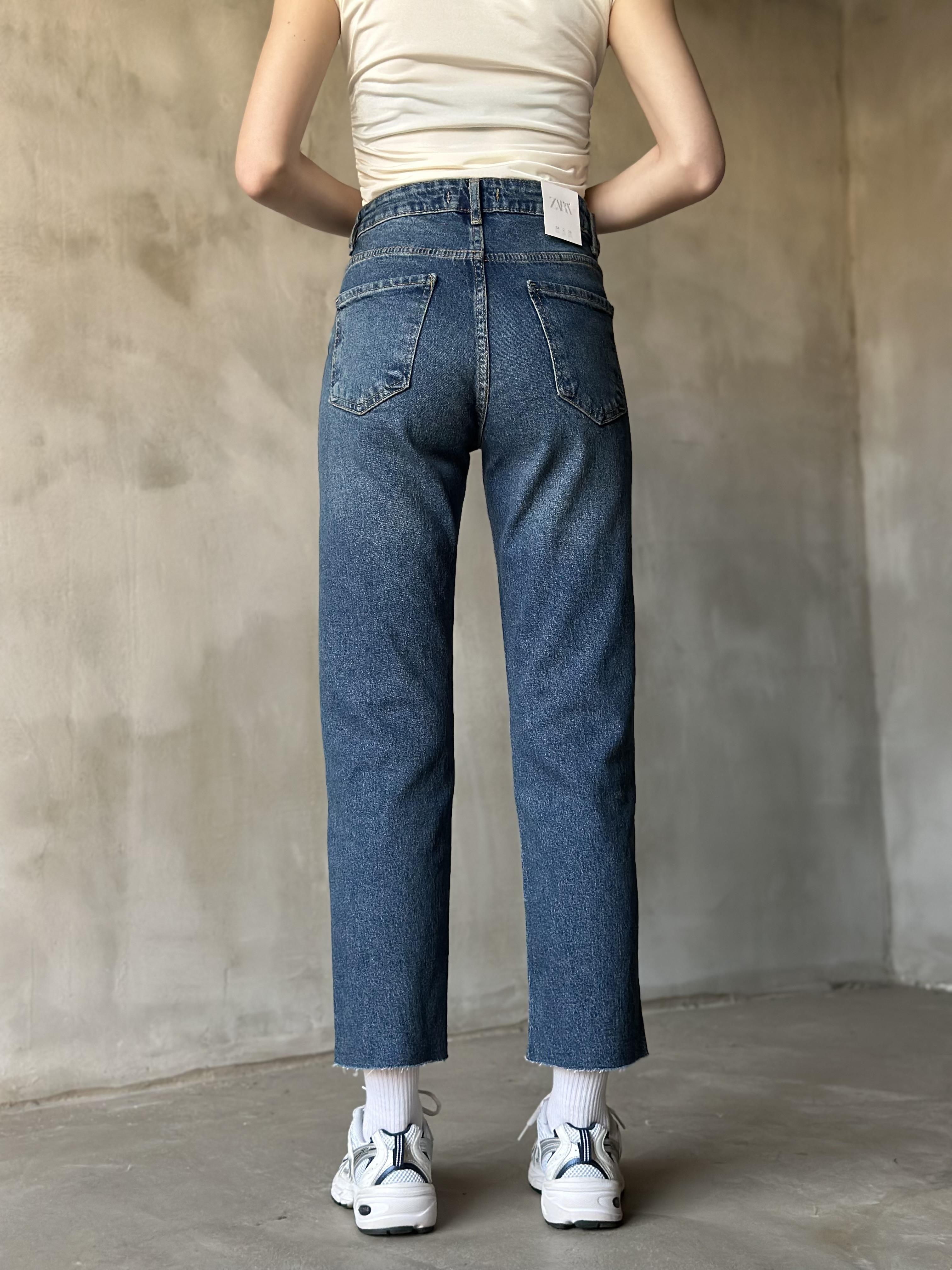 Mavi Kesik Paça Boyfit Jean