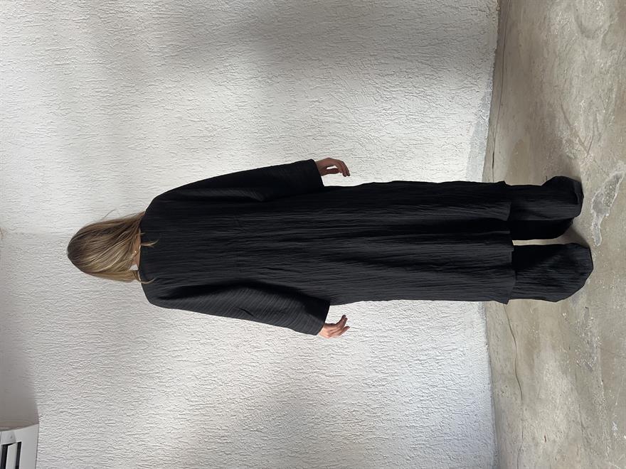 Heny Maxi Kimono Gofre Takım - Siyah