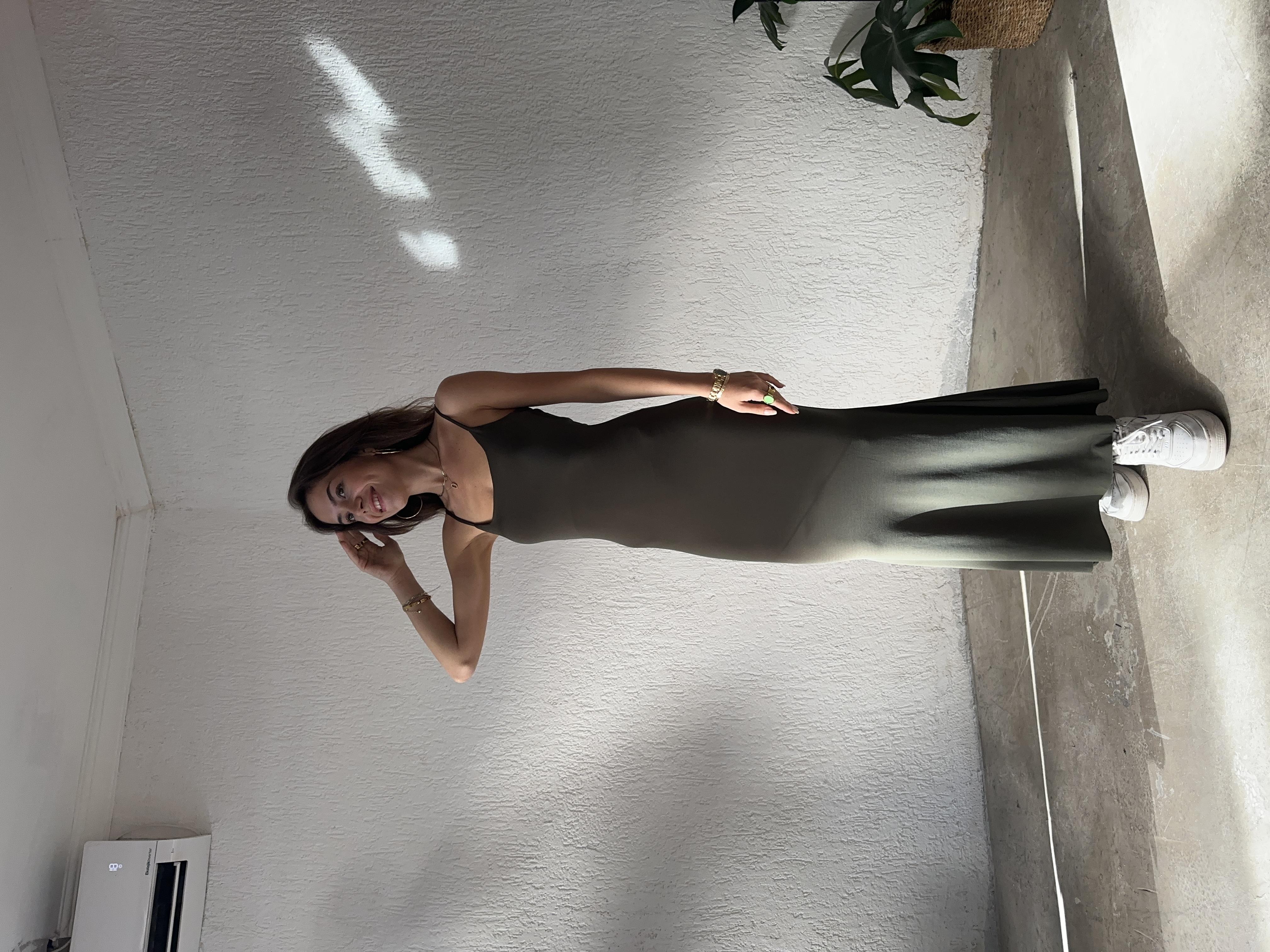 Maxi Slim Fit Elbise - Haki