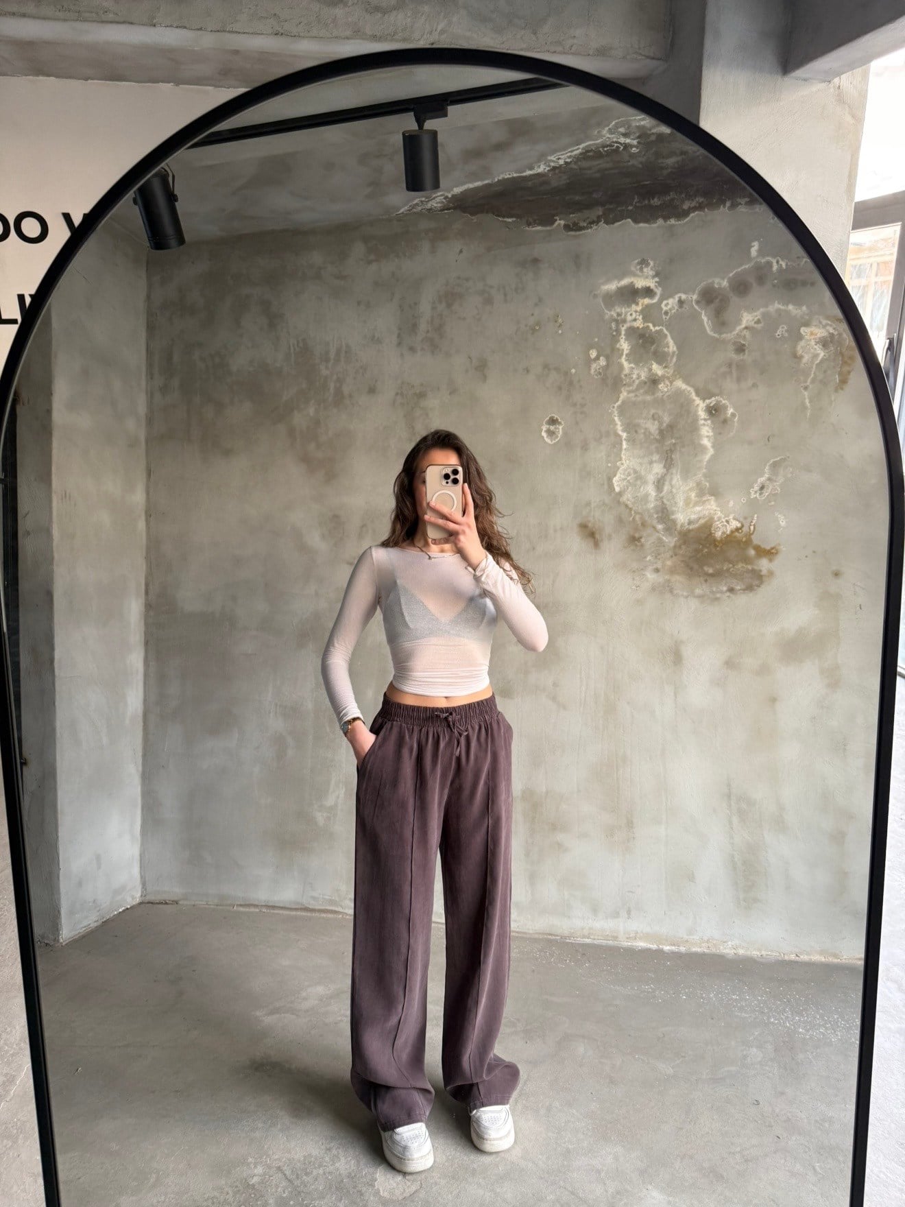 Modal Tencel Çimalı Dökümlü Pantolon Kahverengi