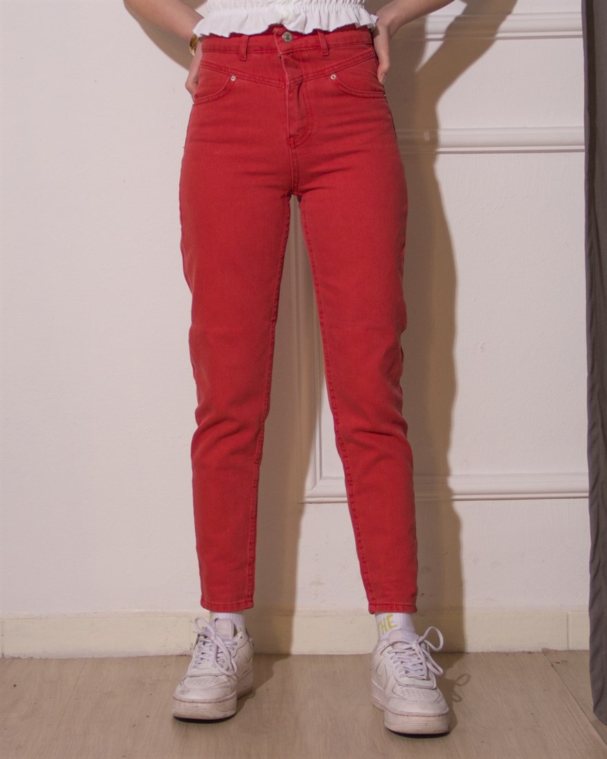Mom Jean Pantolon - Nar Çiçeği