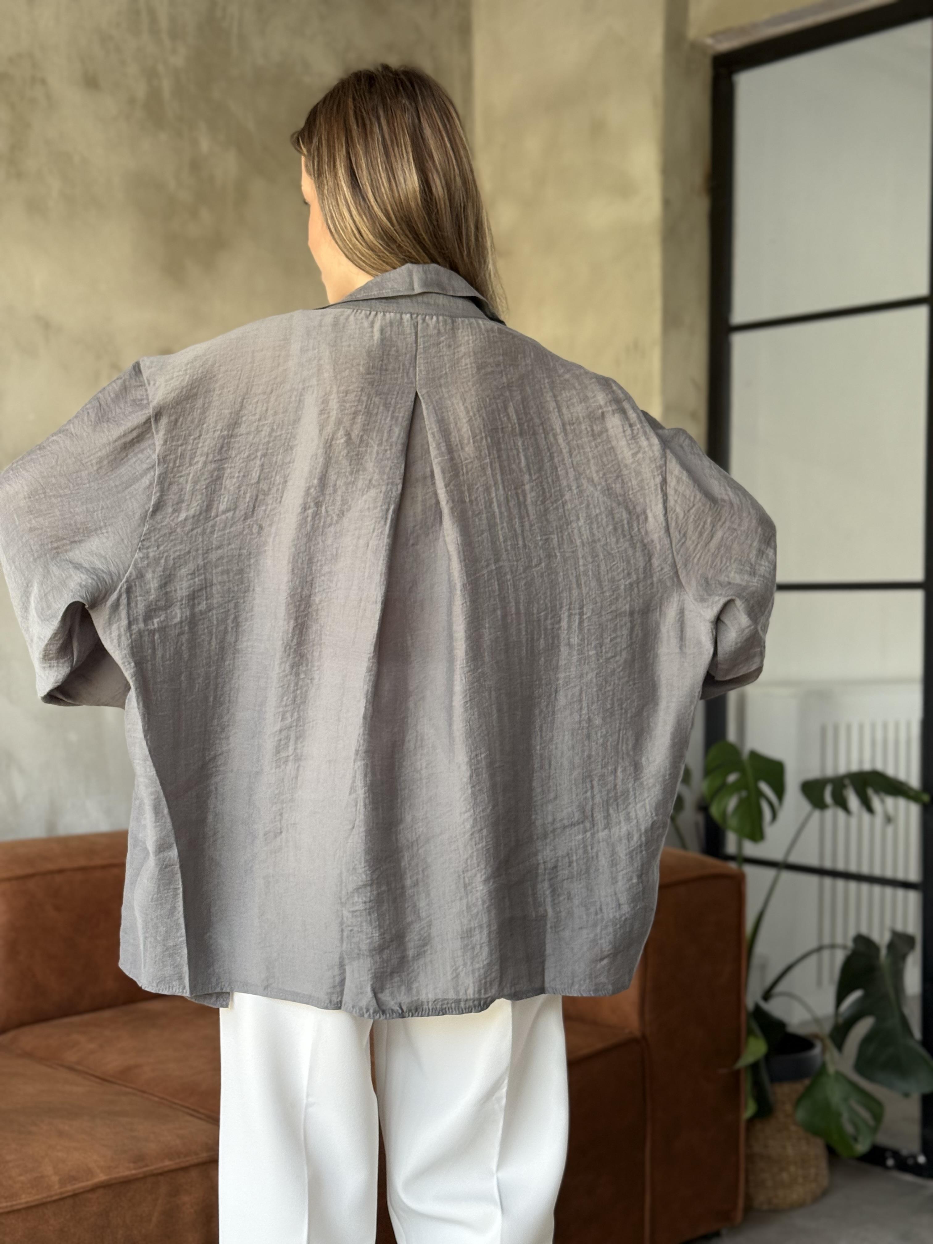 Oli Oversize Tencel Gömlek - Füme