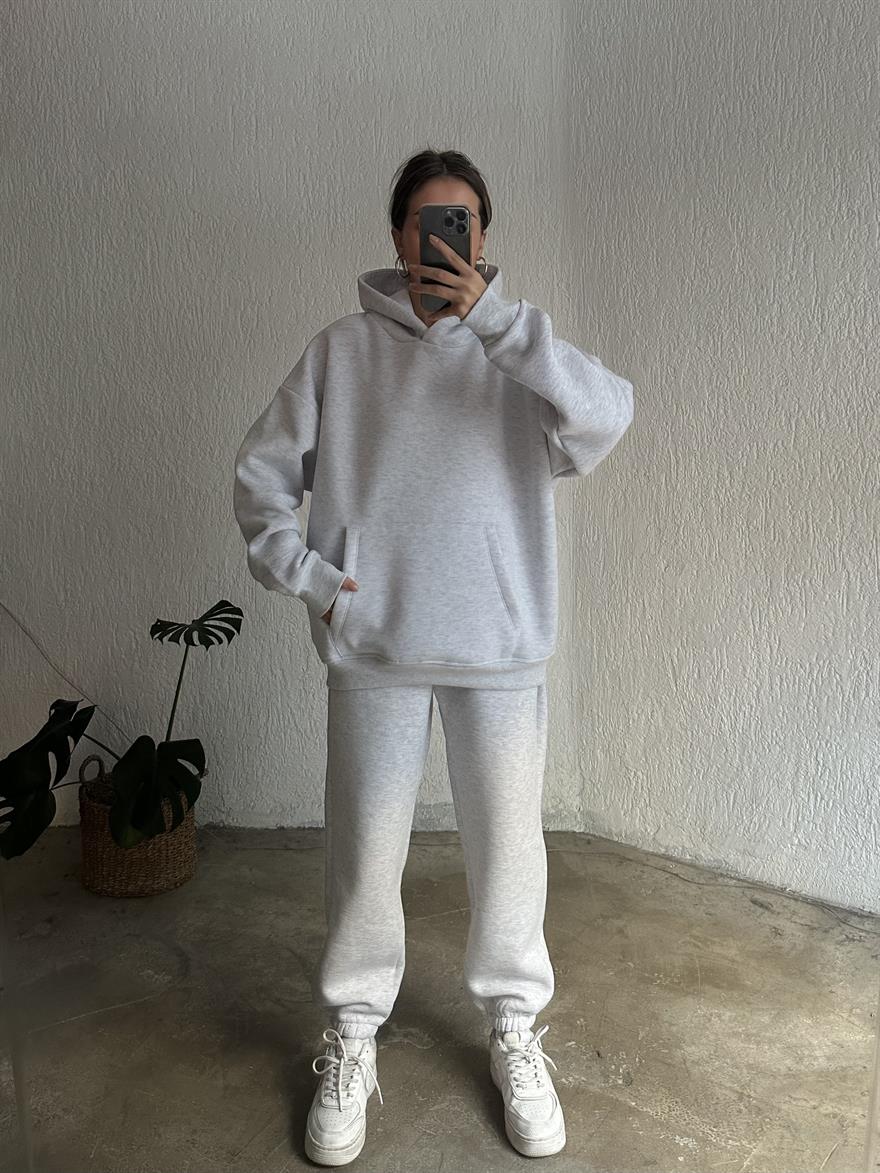 Oversize Basic Eşofman Takımı - Gri