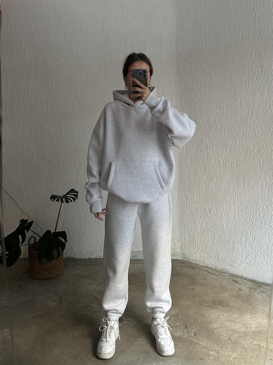Oversize Basic Eşofman Takımı - Gri