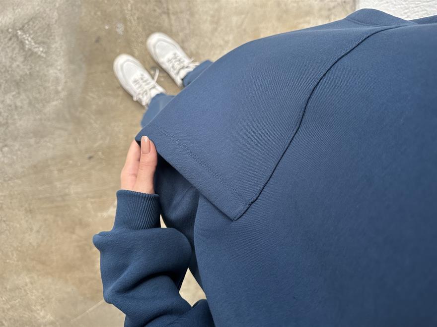 Oversize Basic Eşofman Takımı - İndigo