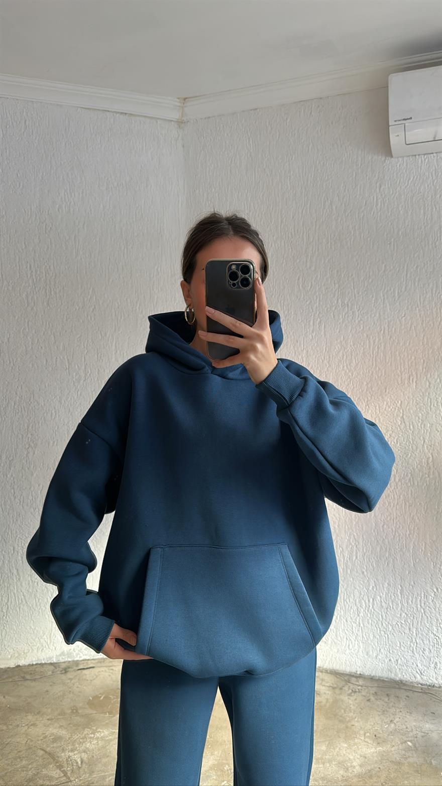Oversize Basic Eşofman Takımı - İndigo