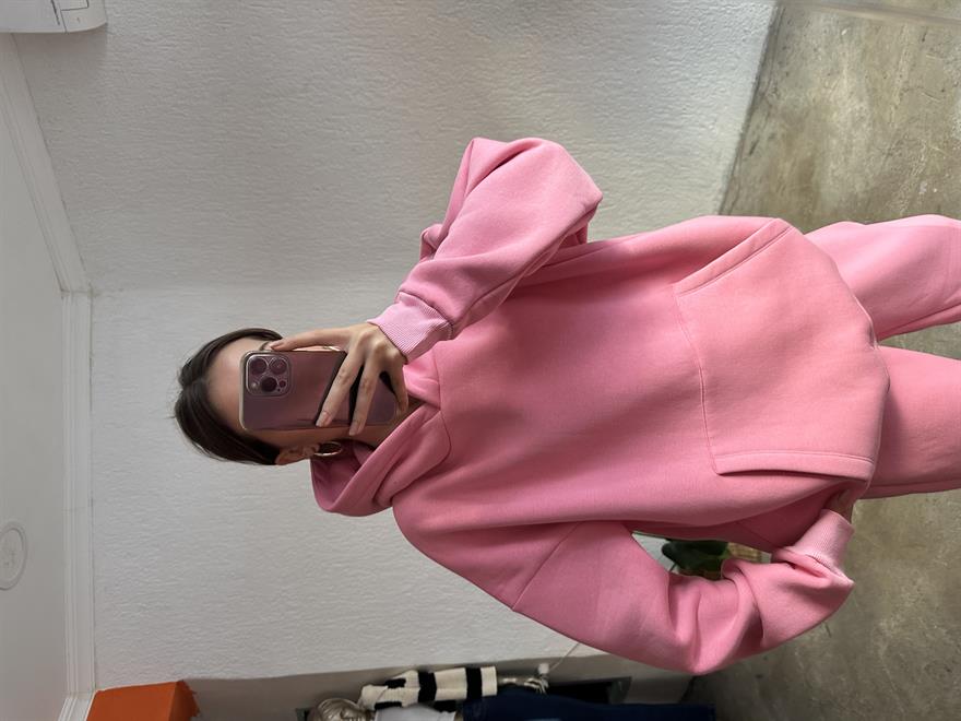 Oversize Basic Eşofman Takımı - Pembe