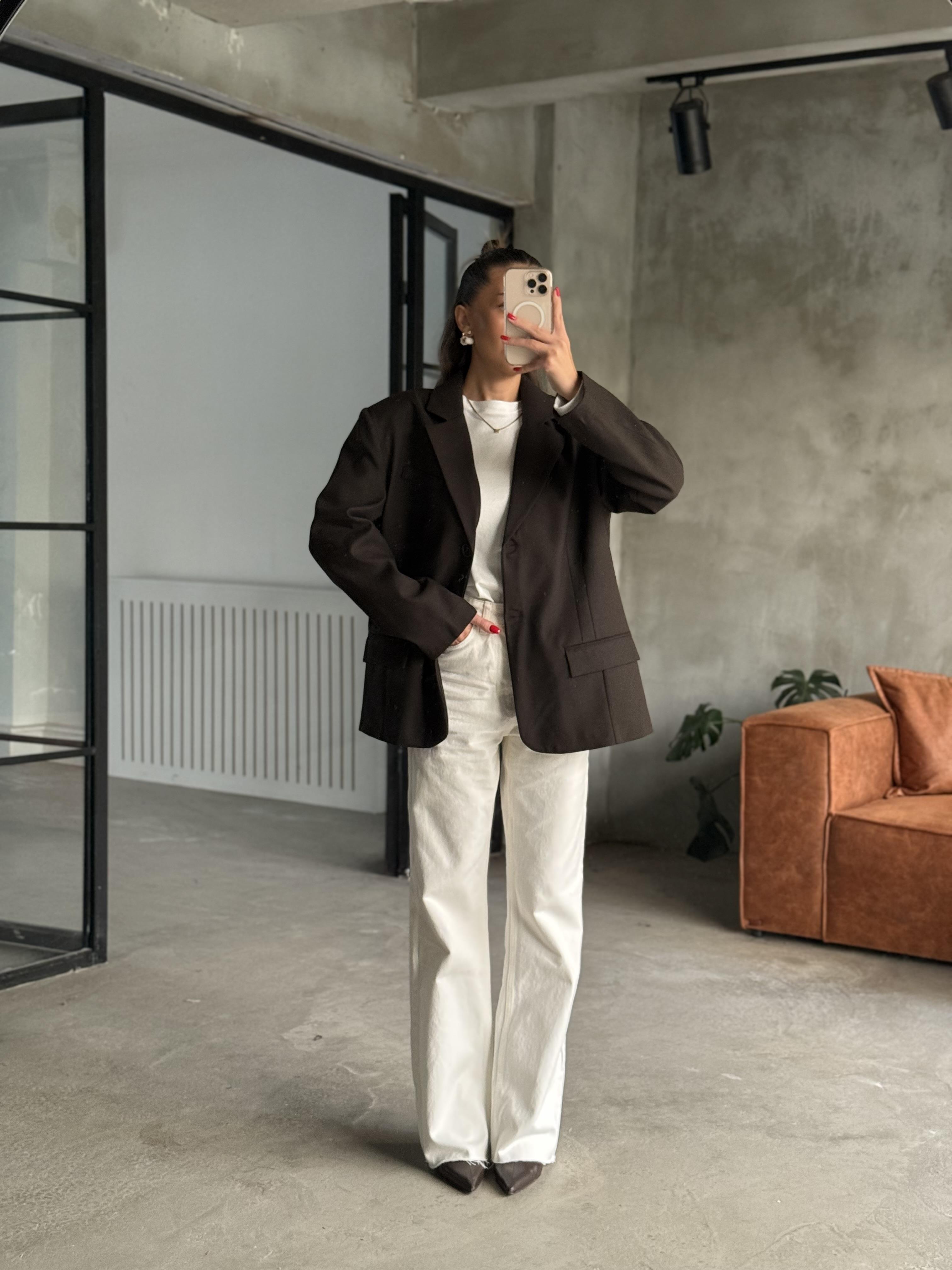 Oversize Blazer Ceket - Acı Kahve