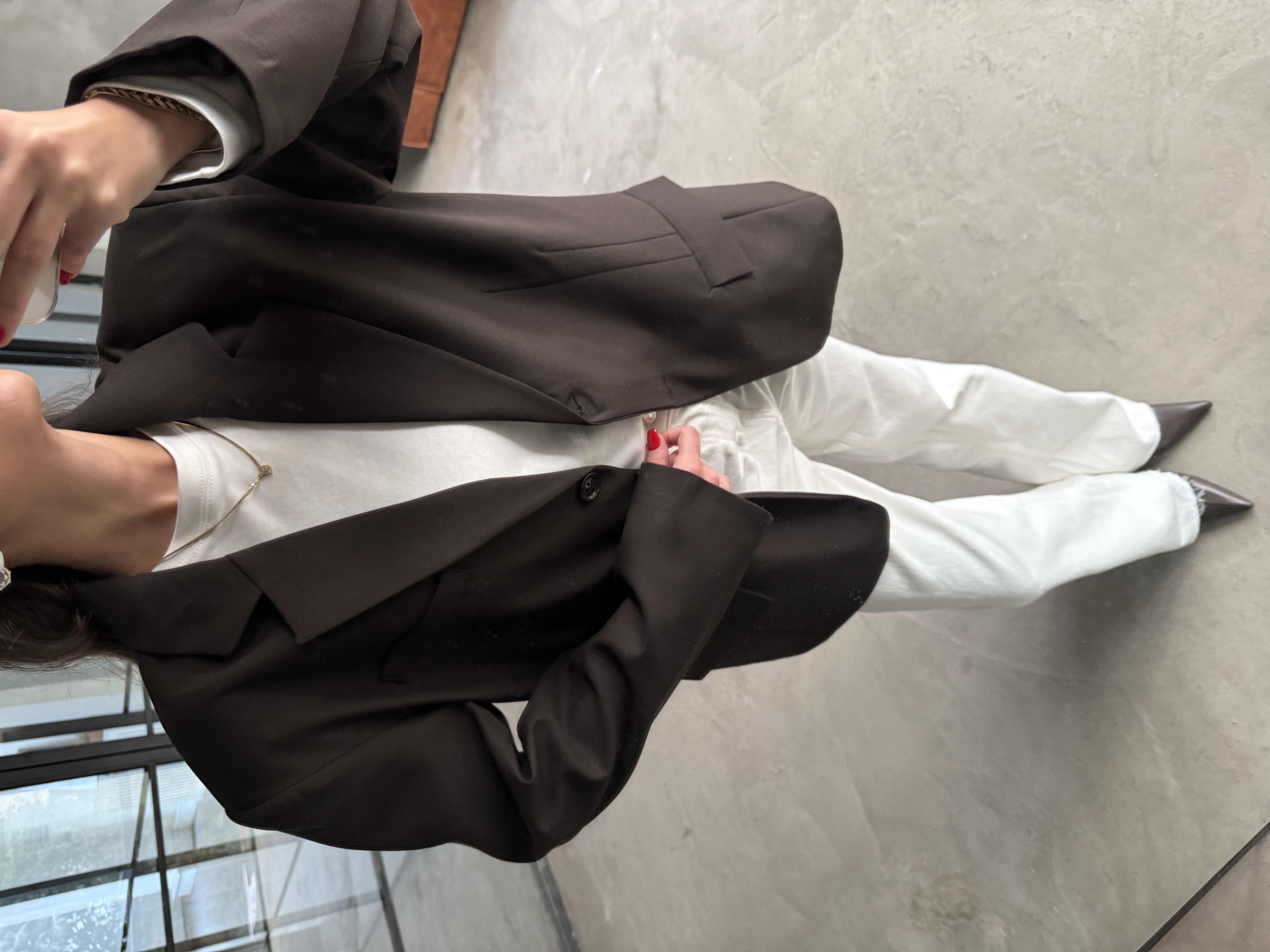 Oversize Blazer Ceket - Acı Kahve