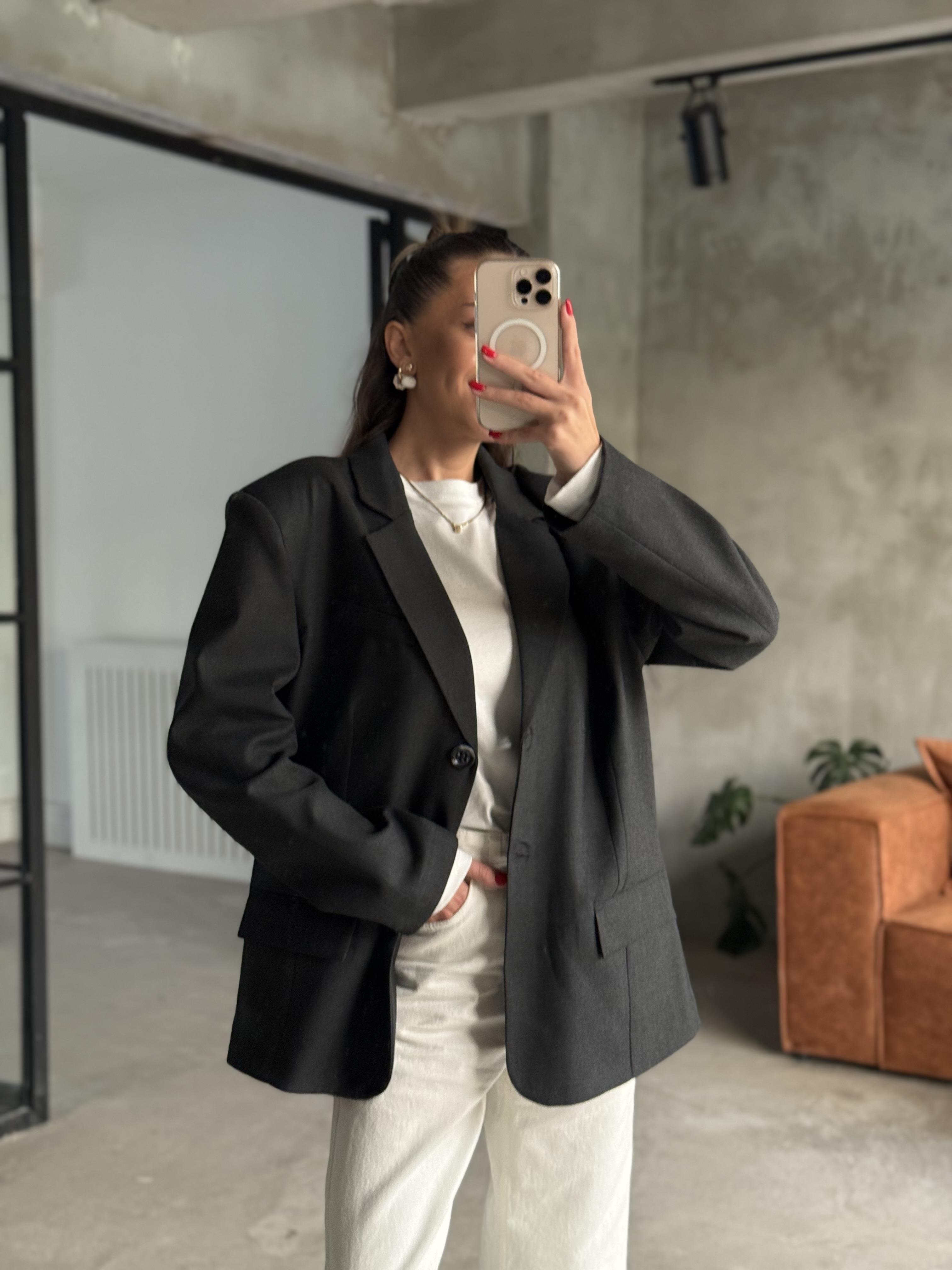 Oversize Blazer Ceket - Antrasit