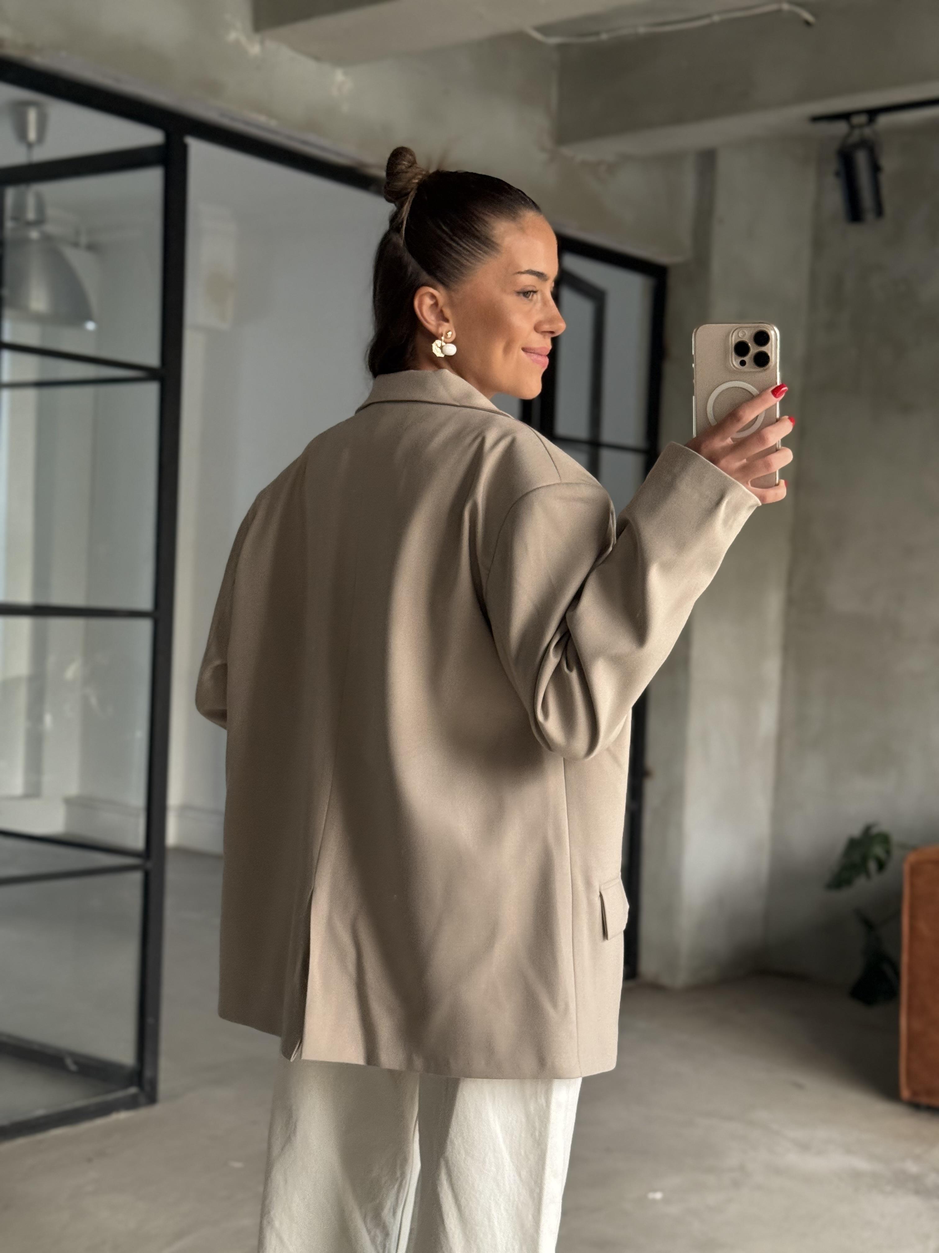 Oversize Blazer Ceket - Bej