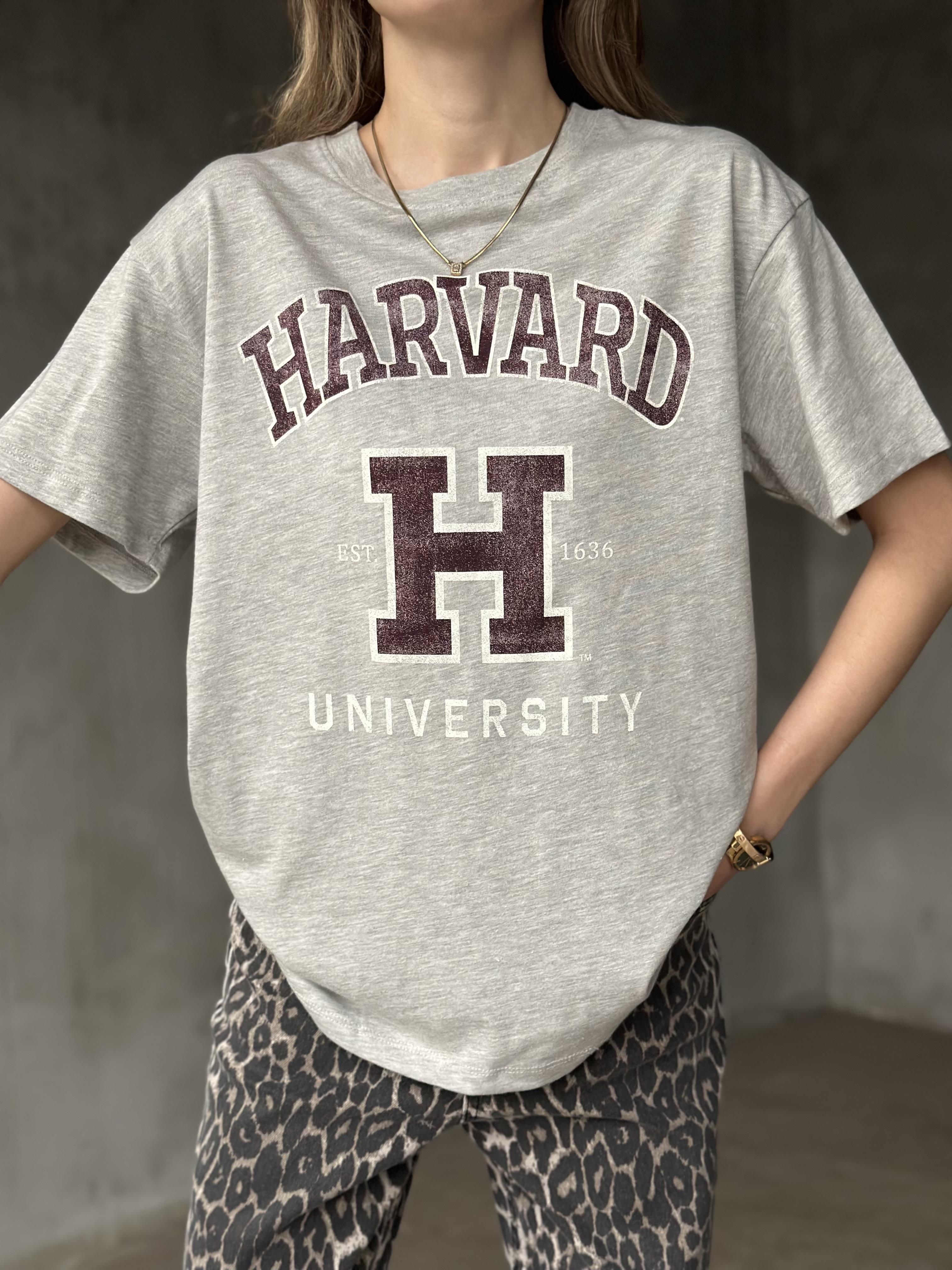 Oversize Harvard Baskılı T-Shirt