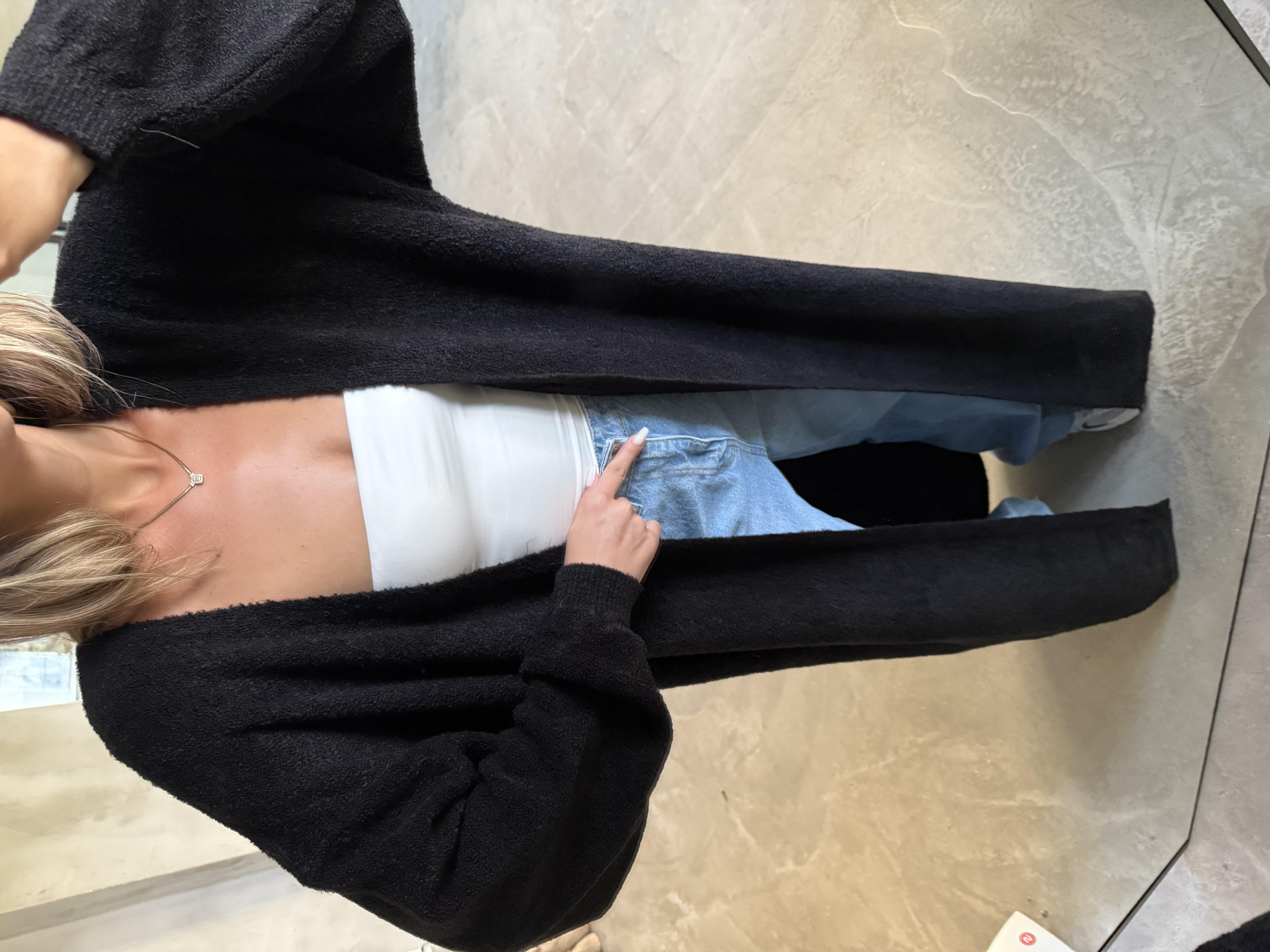 Oversize Maxi Boy Triko Hırka - Siyah