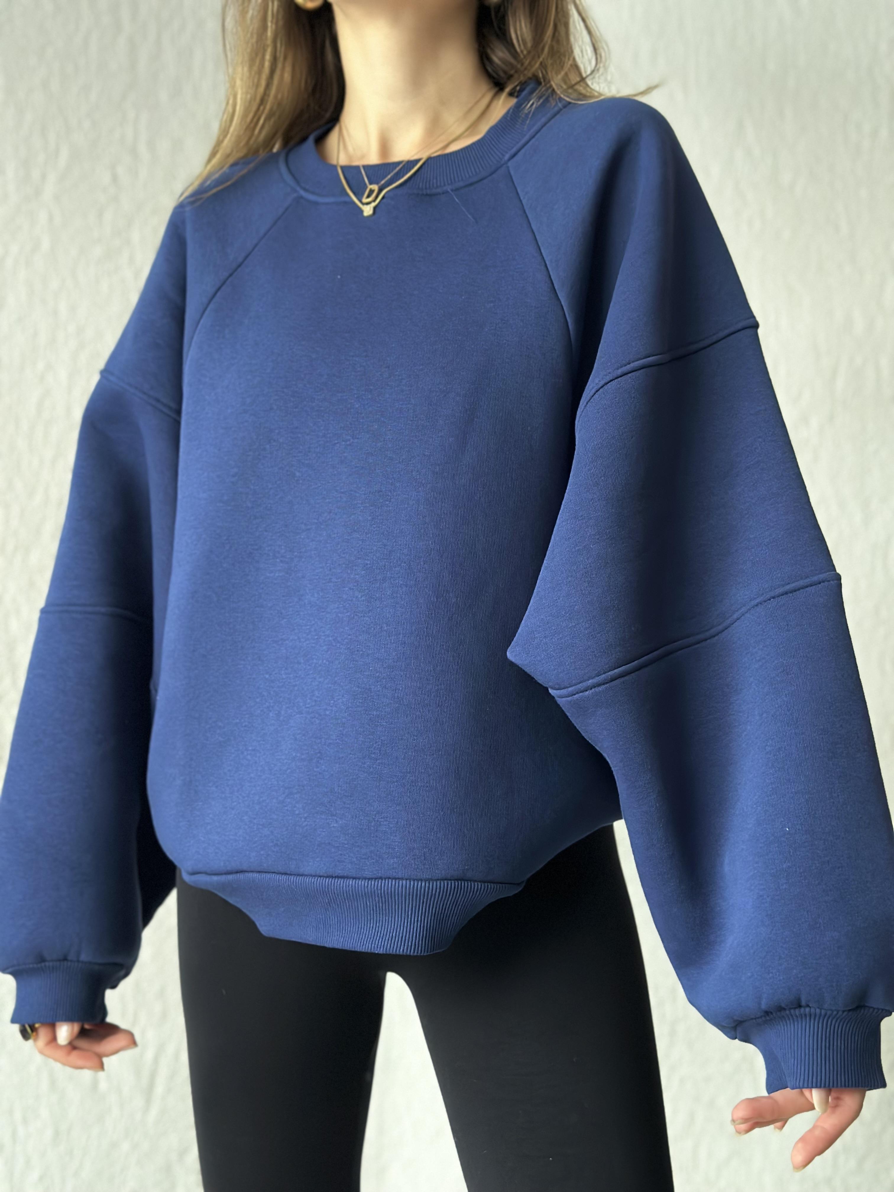 Oversize Unisex Yarasa Kol Sweatshirt - Lacivert