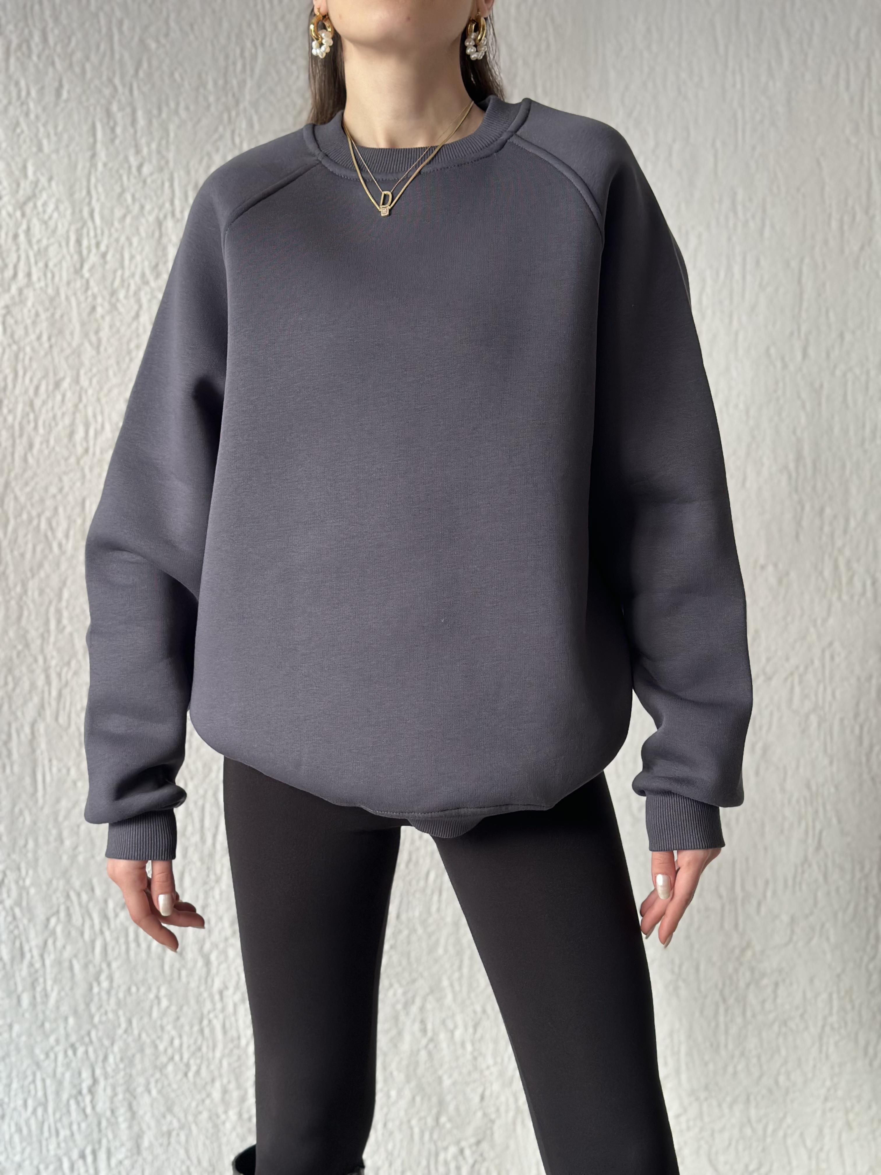 Oversize Uzun Sweatshirt - Antrasit