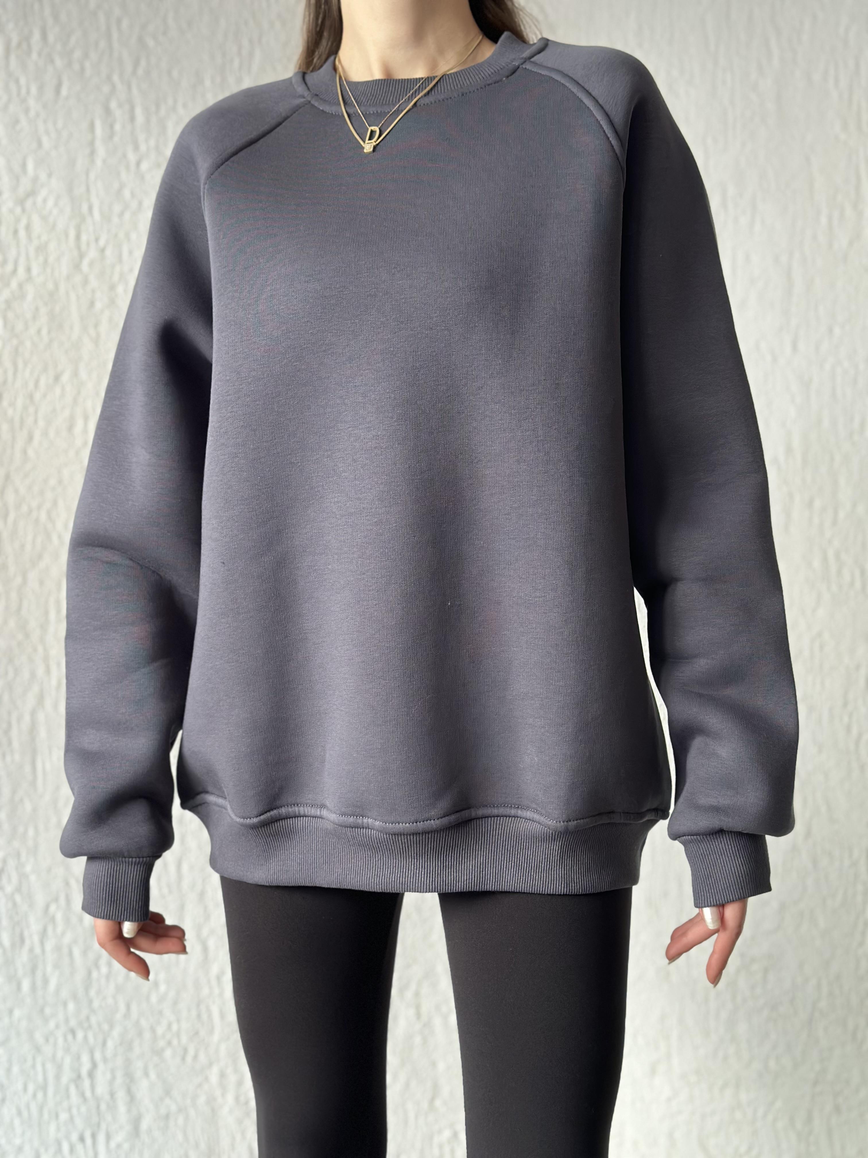 Oversize Uzun Sweatshirt - Antrasit