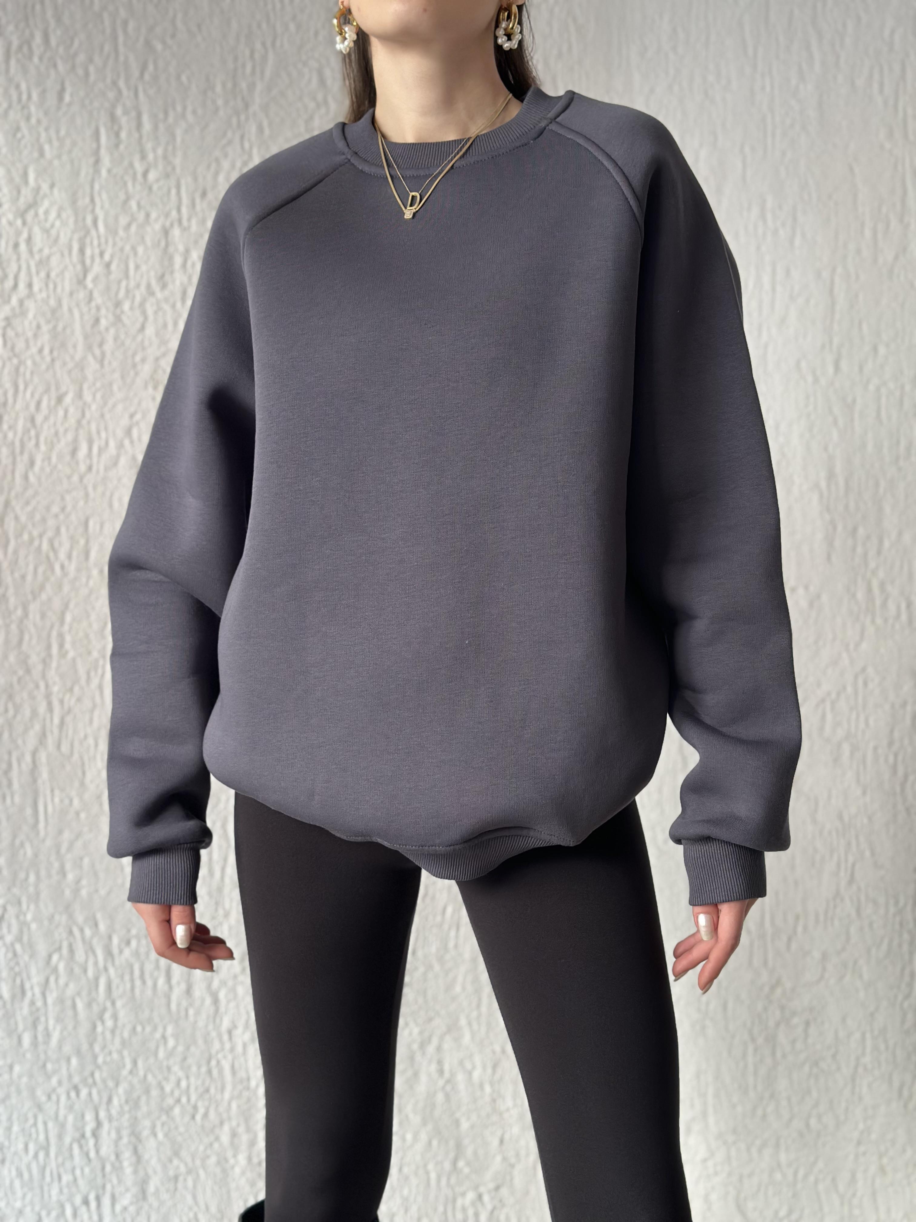 Oversize Uzun Sweatshirt - Antrasit