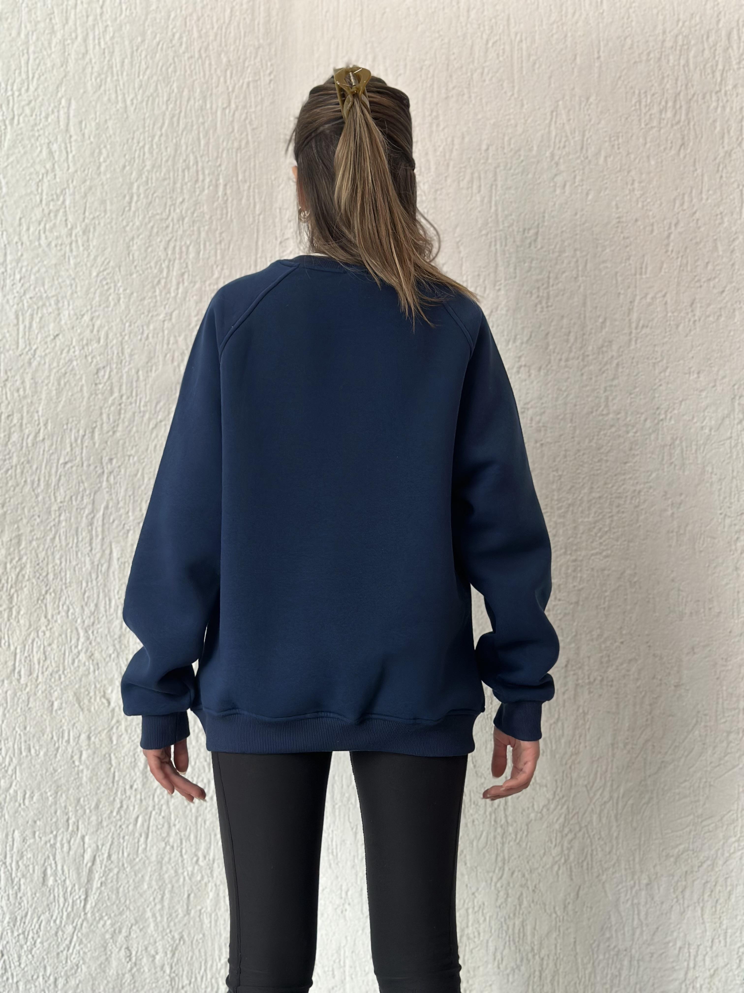 Oversize Uzun Sweatshirt - Lacivert