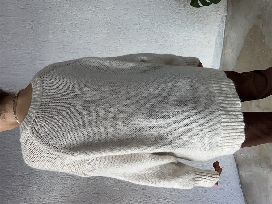 Oversize Uzun Yumoş Kazak - Ekru