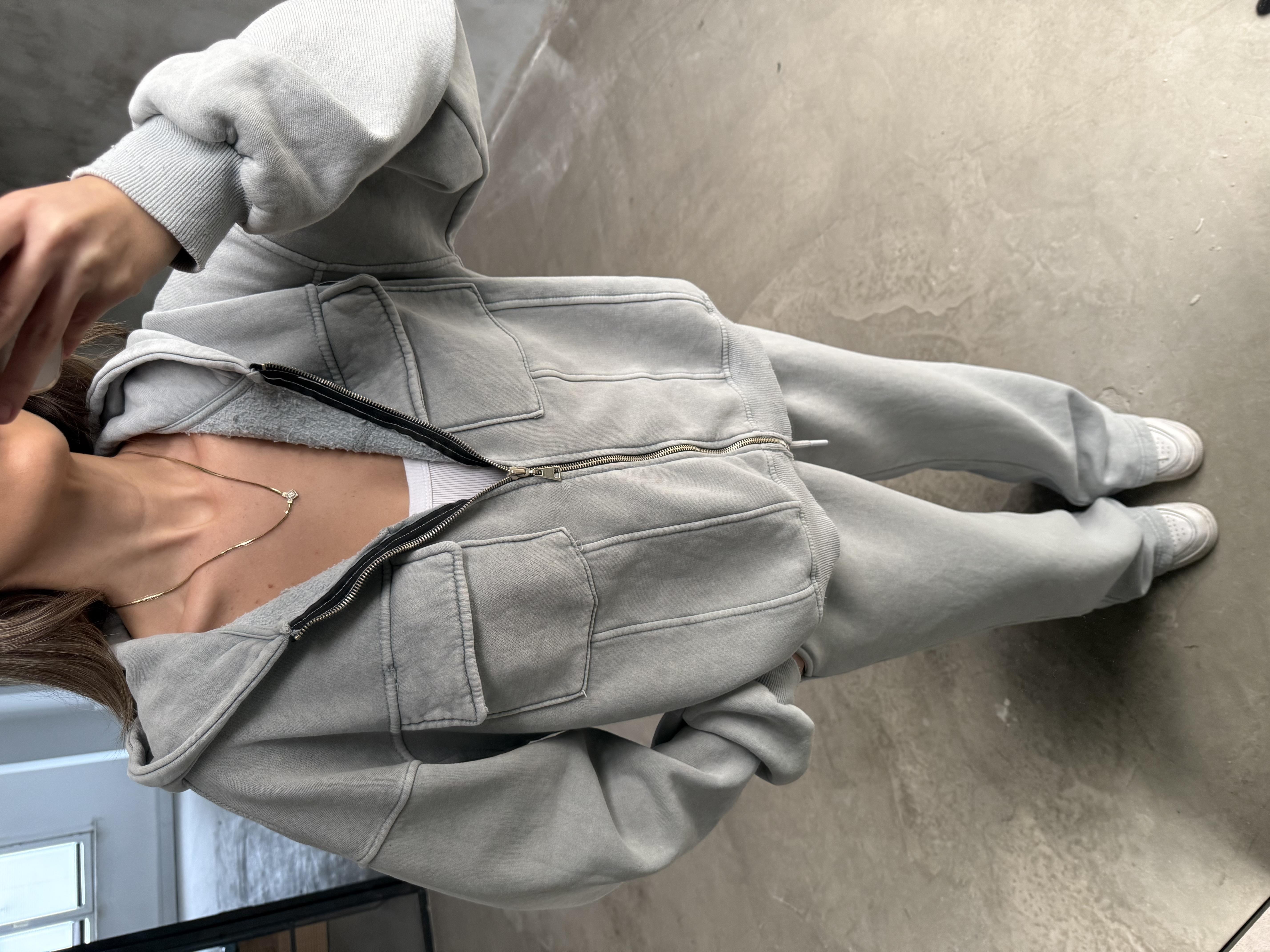 Oversize Yıkamalı İkili Takım - Gri
