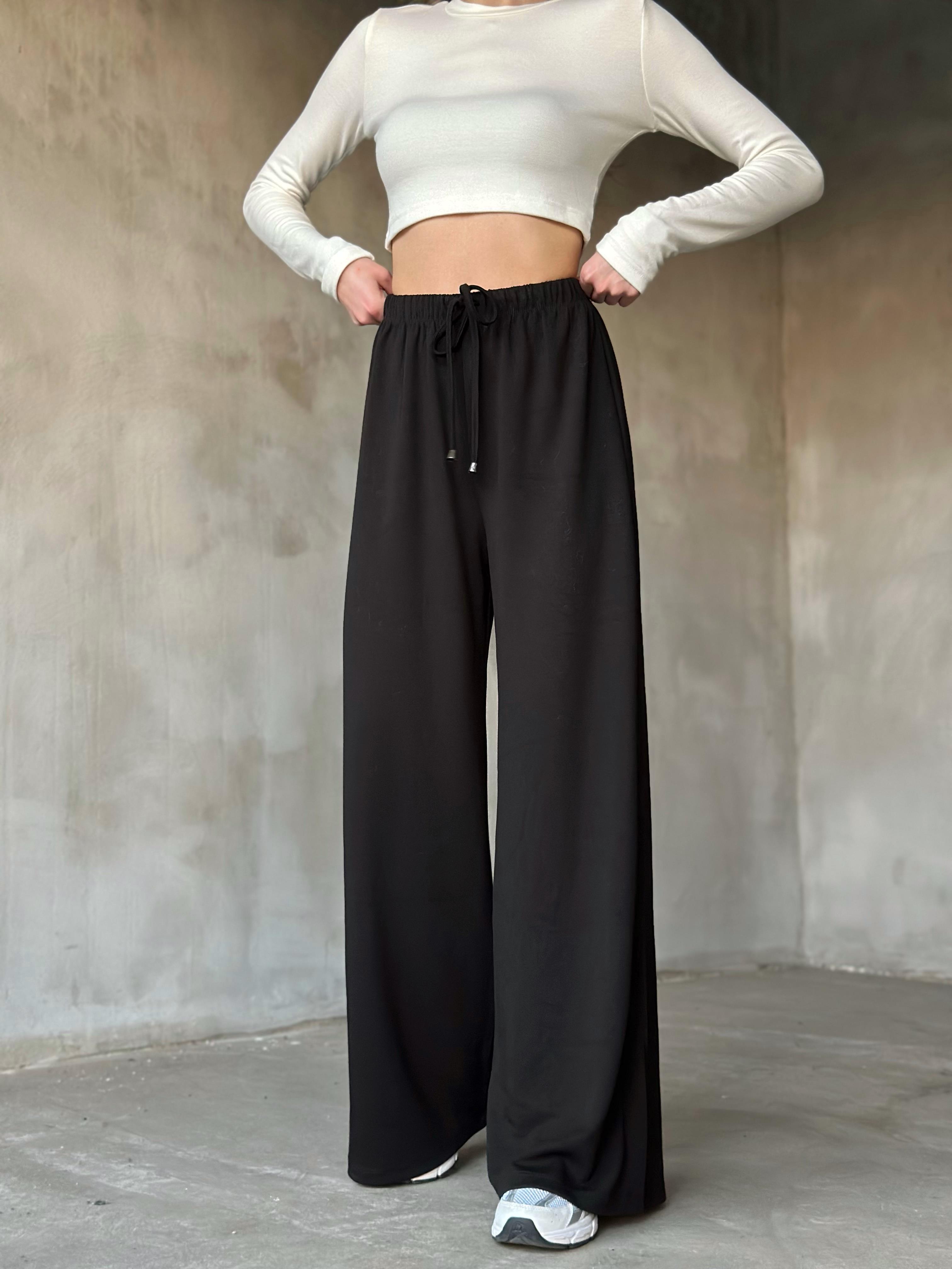  Modal Dökümlü Pantolon - Siyah