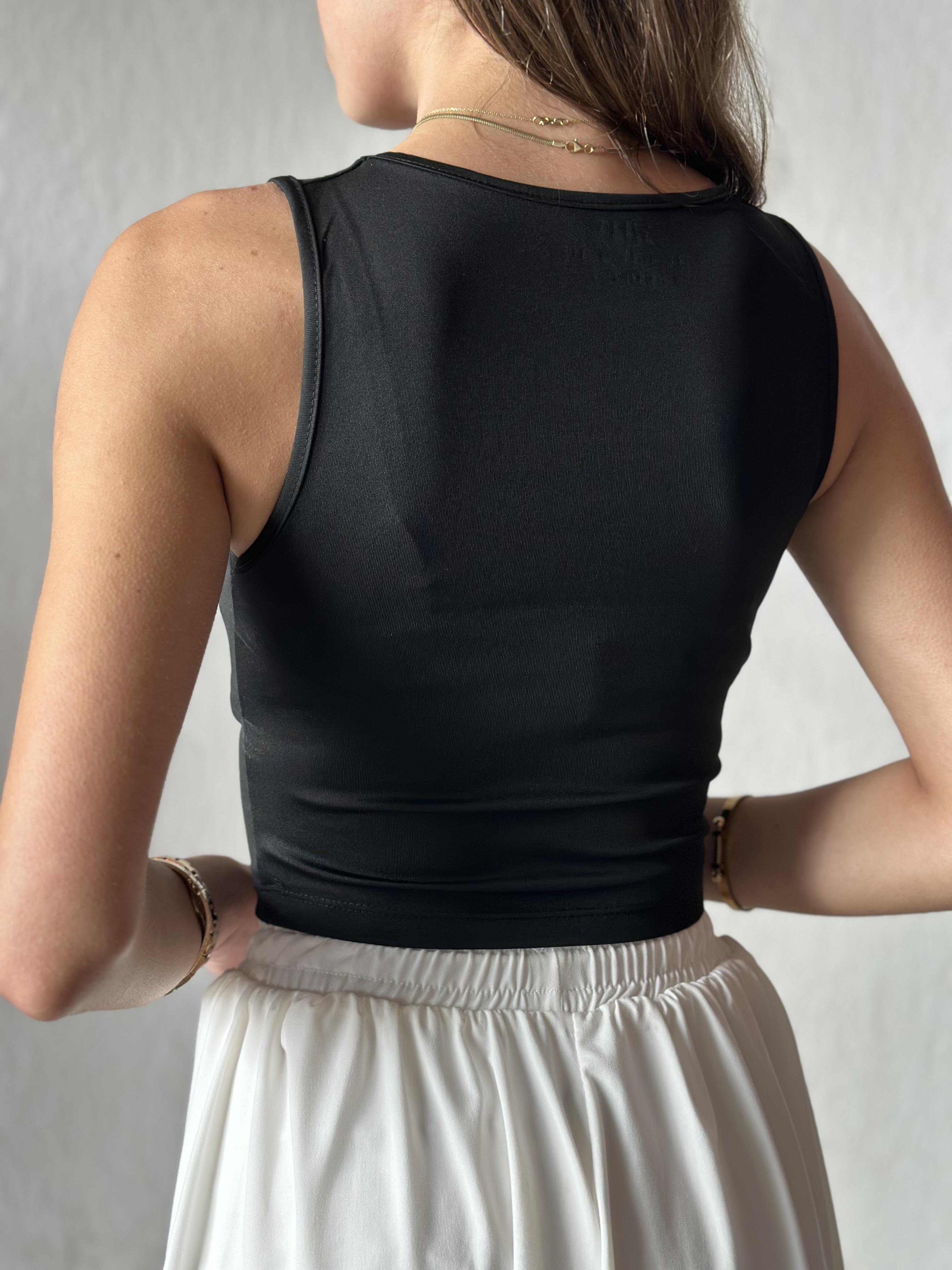 Oysho Bisiklet Yaka Crop - Siyah