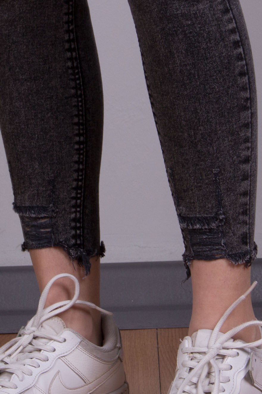 Paça Detay Kar Yıkamalı Skinny - Antrasit