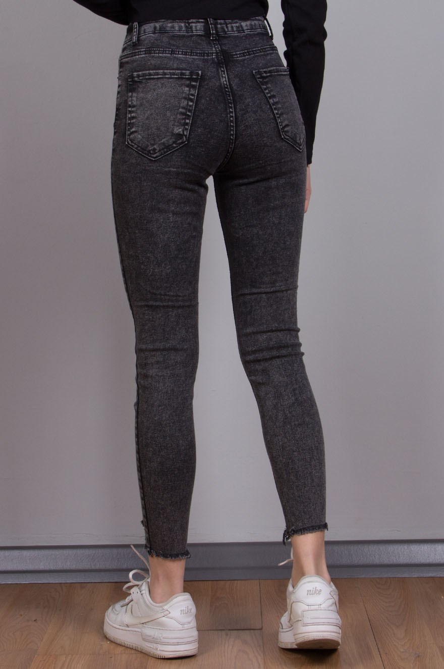 Paça Detay Kar Yıkamalı Skinny - Antrasit