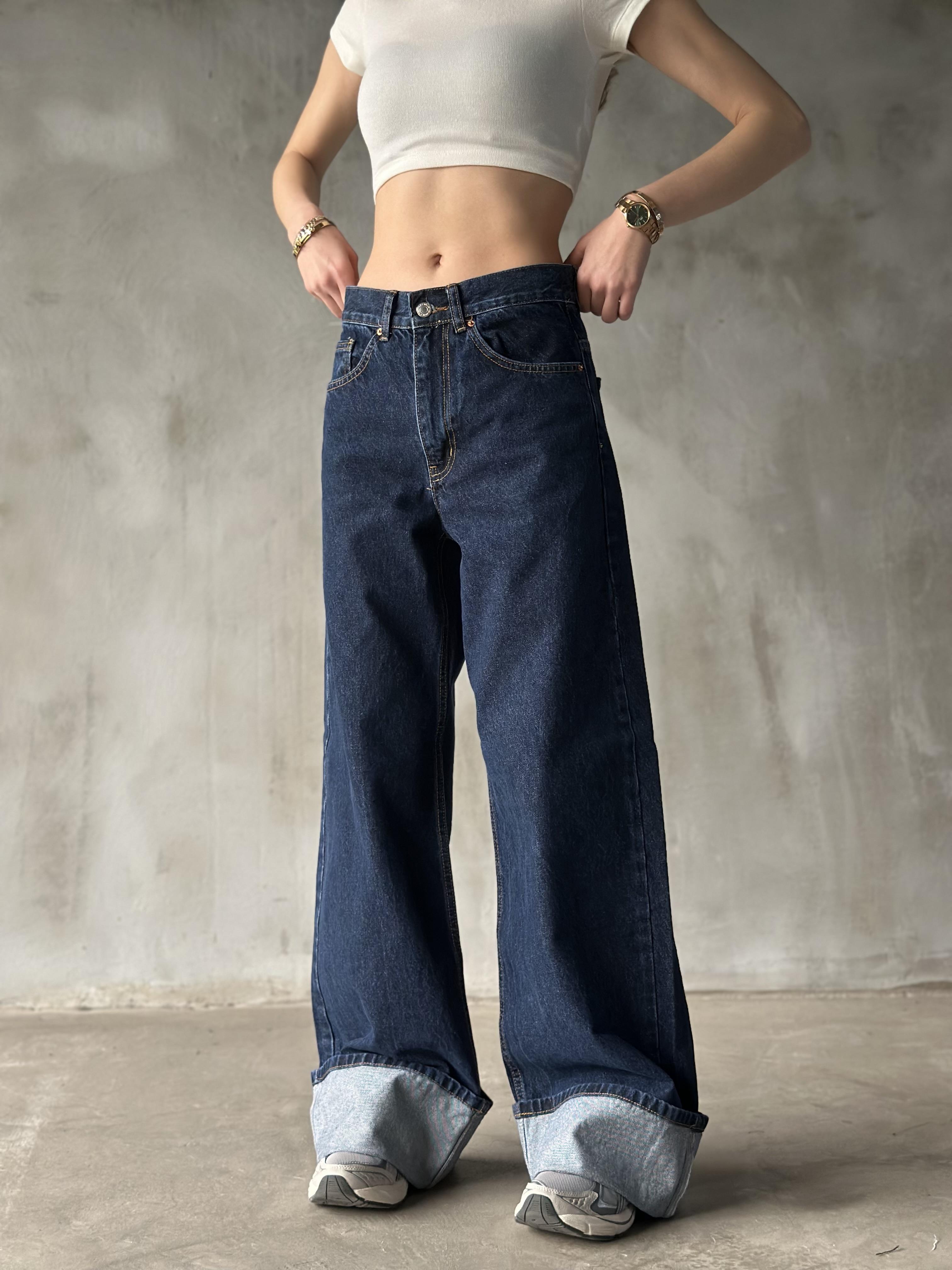 Paça Katlamalı Baggy Jean