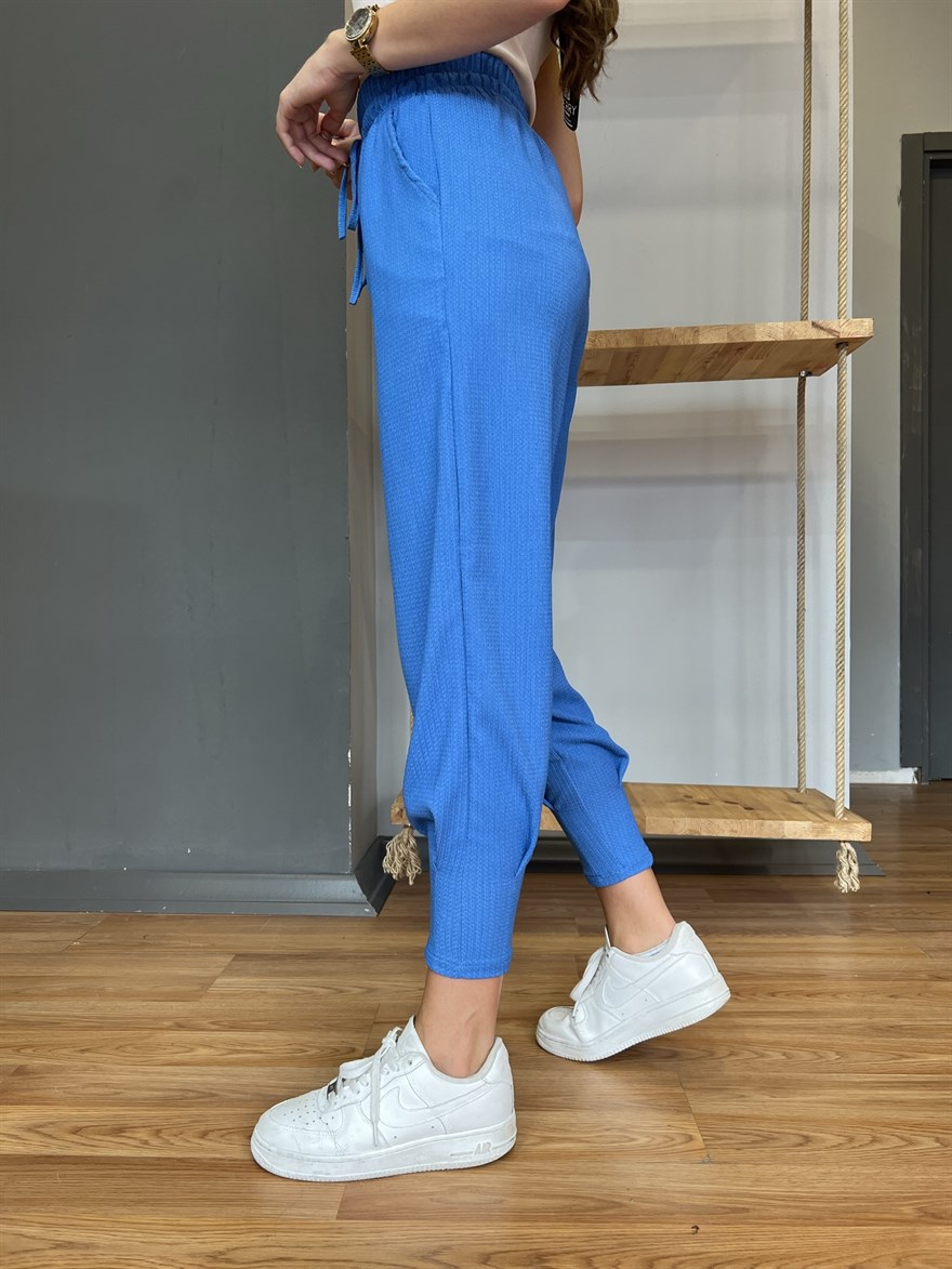 Paça Pensli Pantolon- Saks