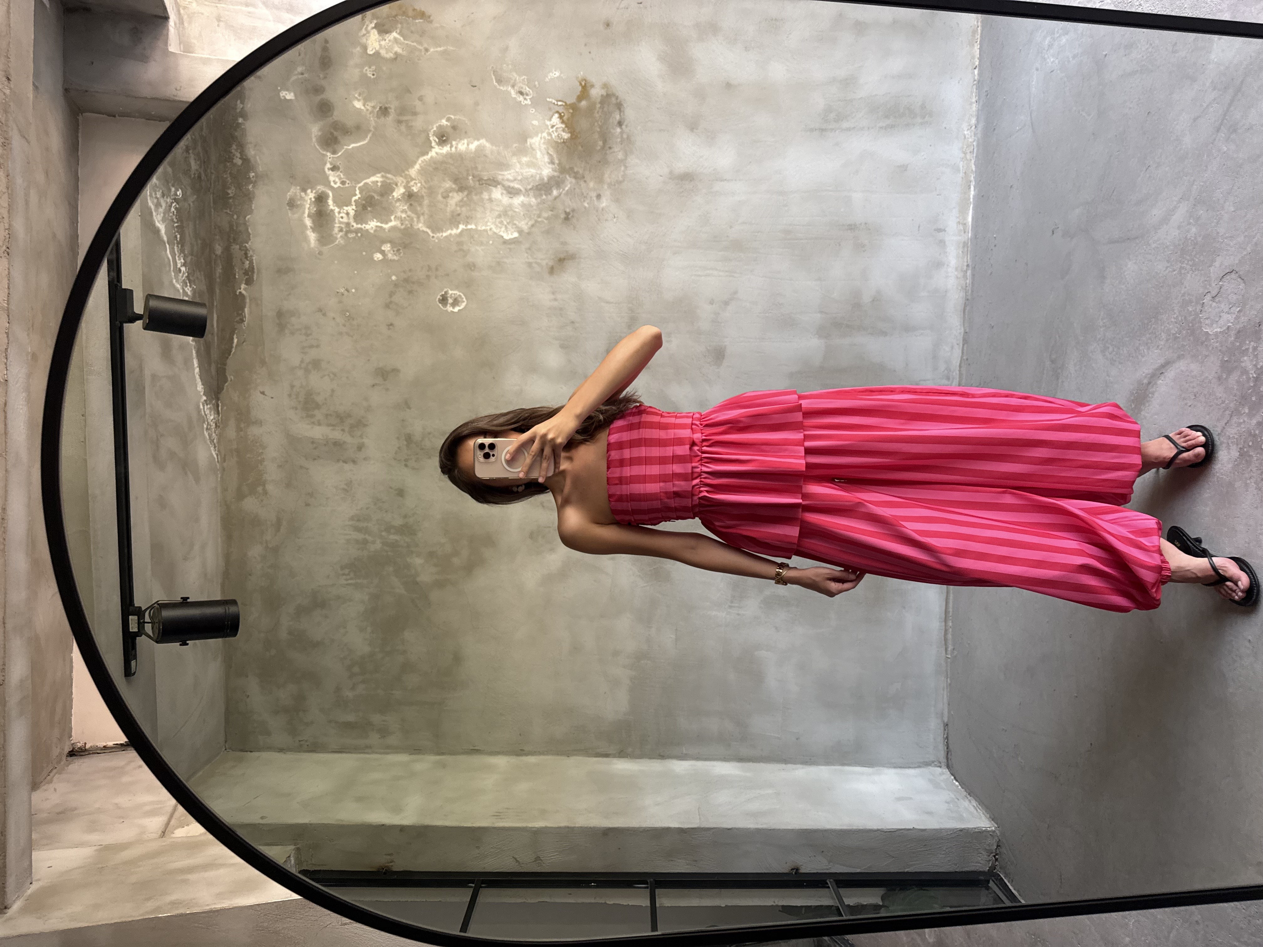 Pembe Çizgili Bluz Pantolon Takım 