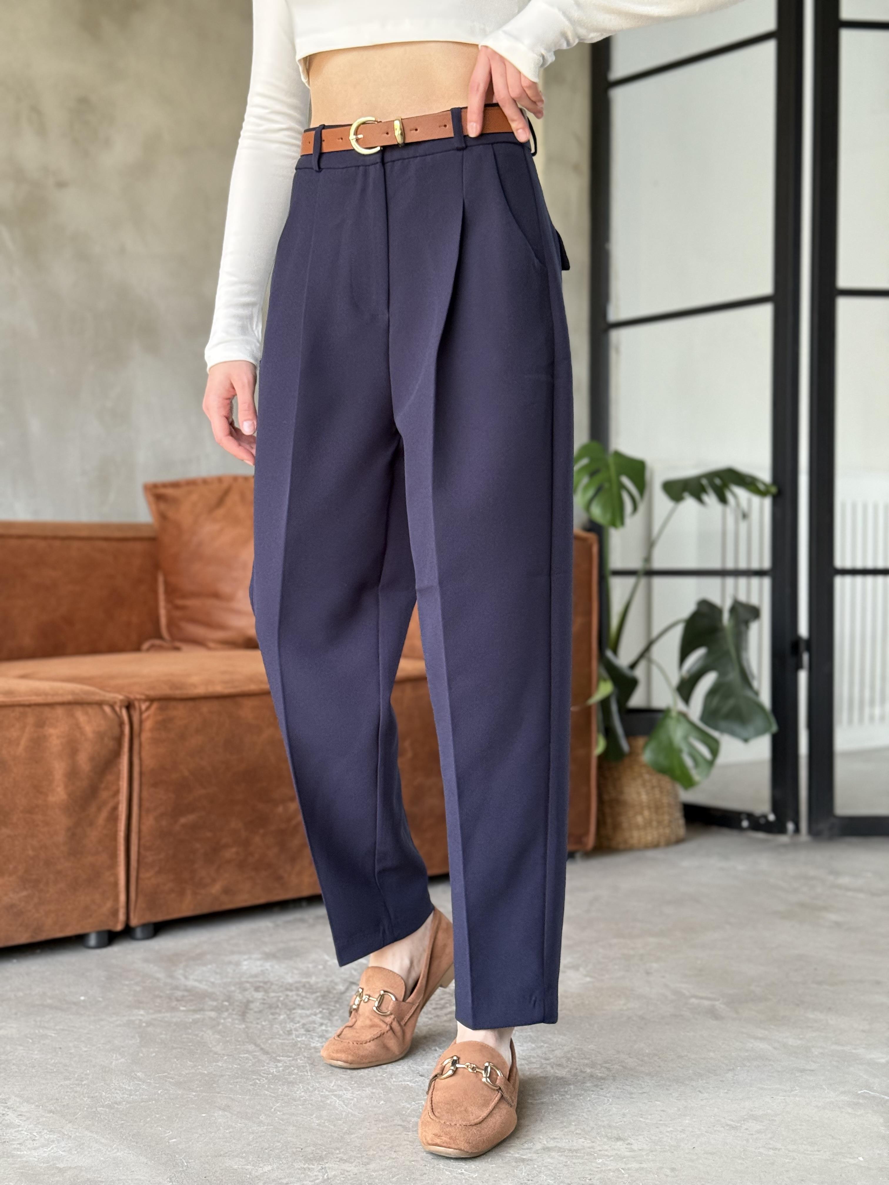 Perry Premium Kemerli Havuç Pantolon - Lacivert
