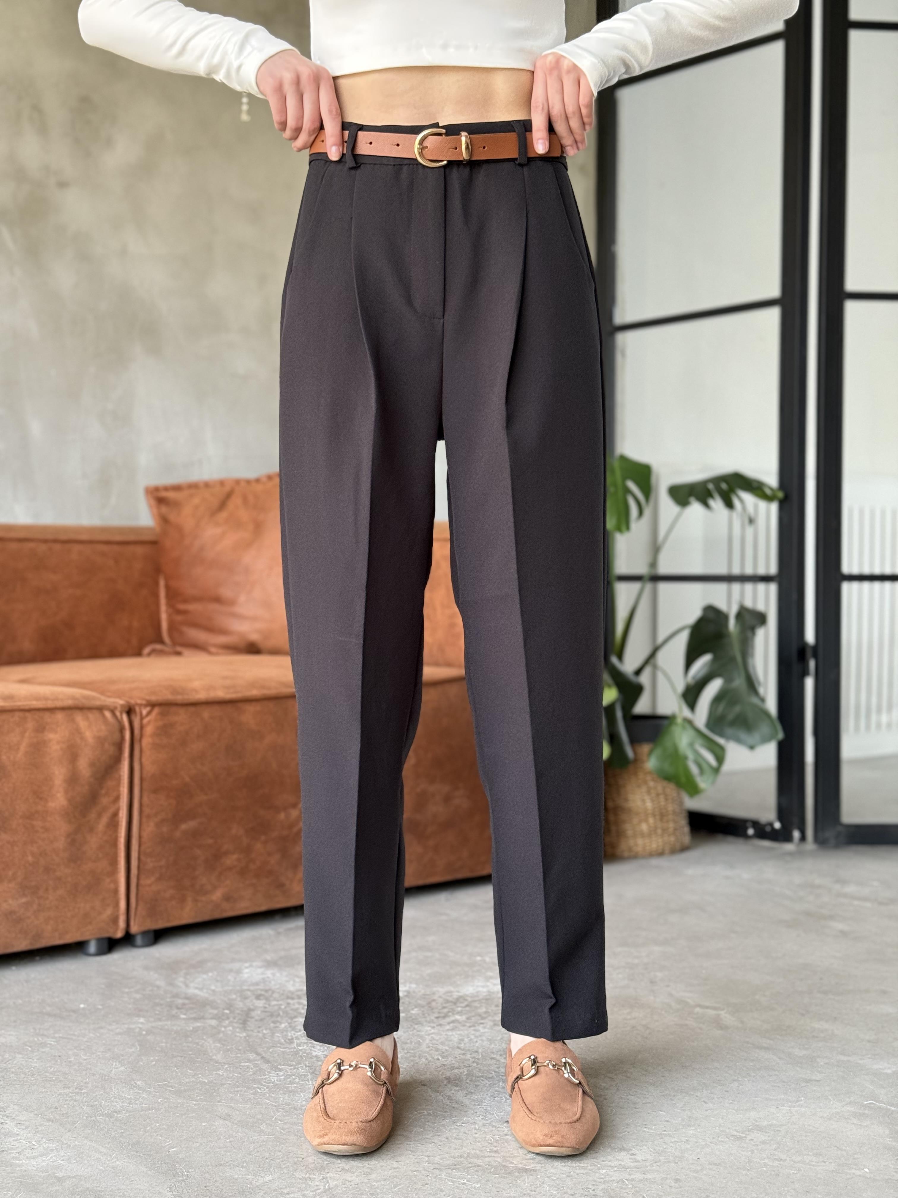 Perry Premium Kemerli Havuç Pantolon - Siyah