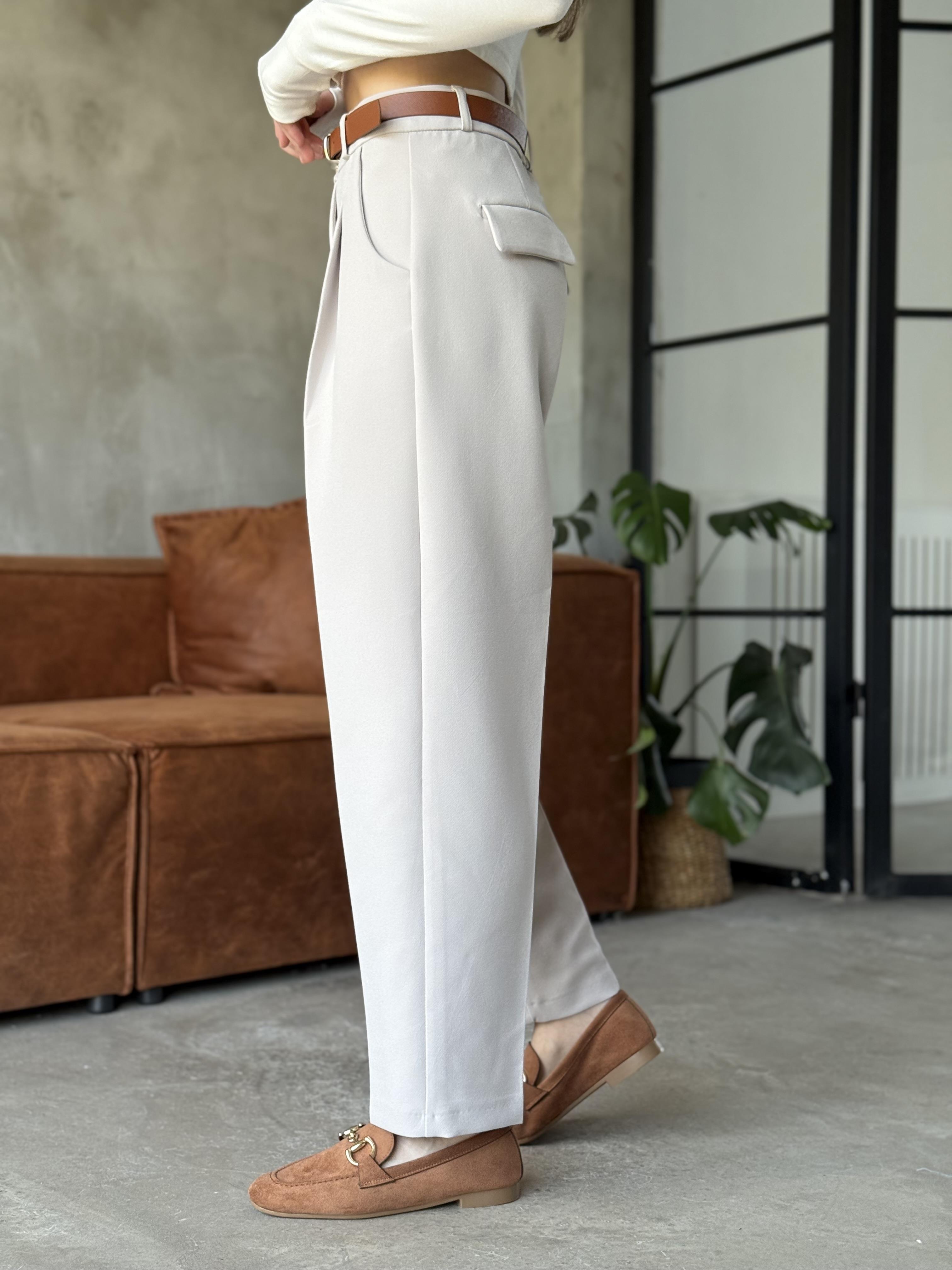 Perry Premium Kemerli Havuç Pantolon - Taş