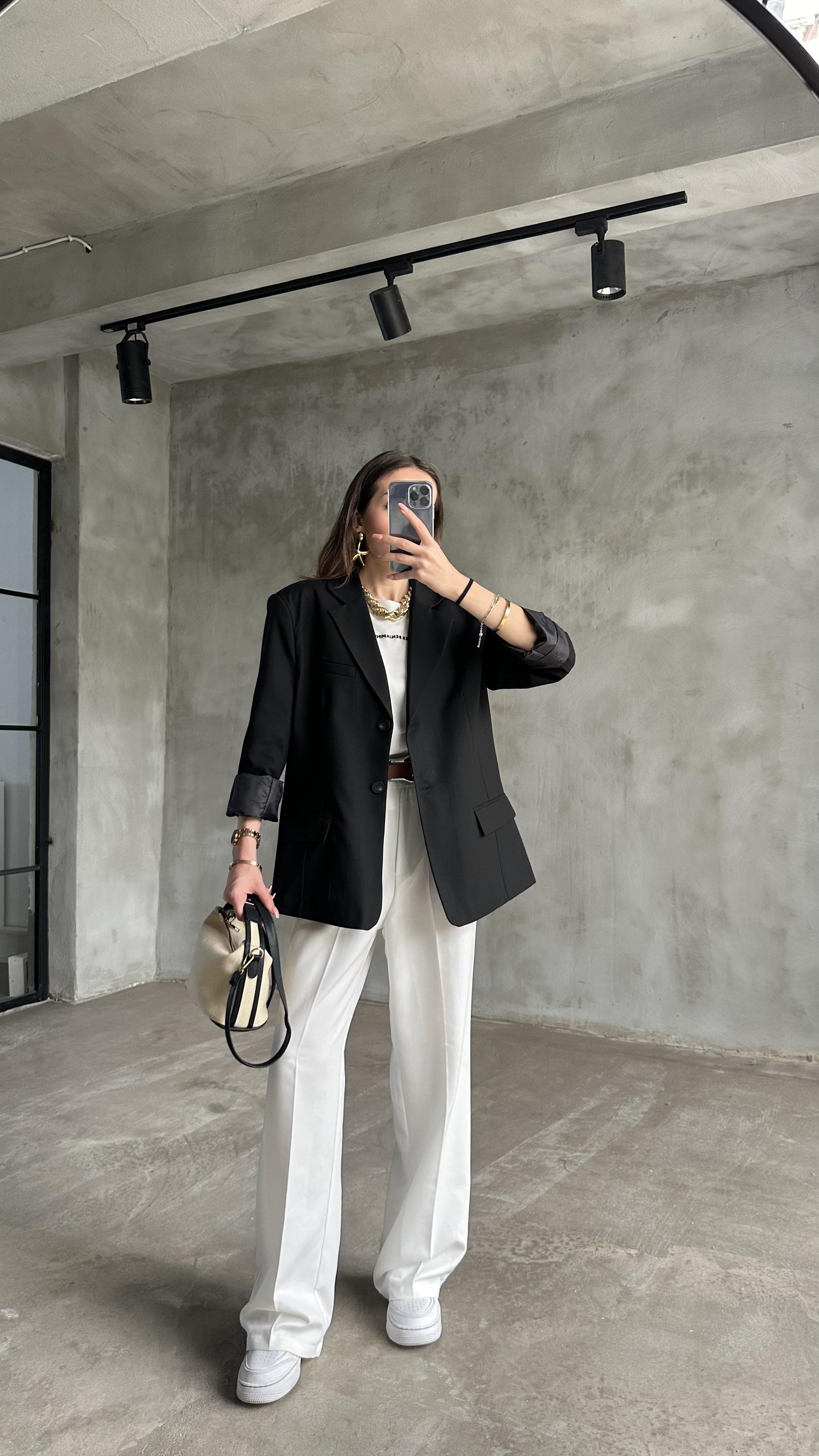 Perry Siyah Oversize Blazer Ceket