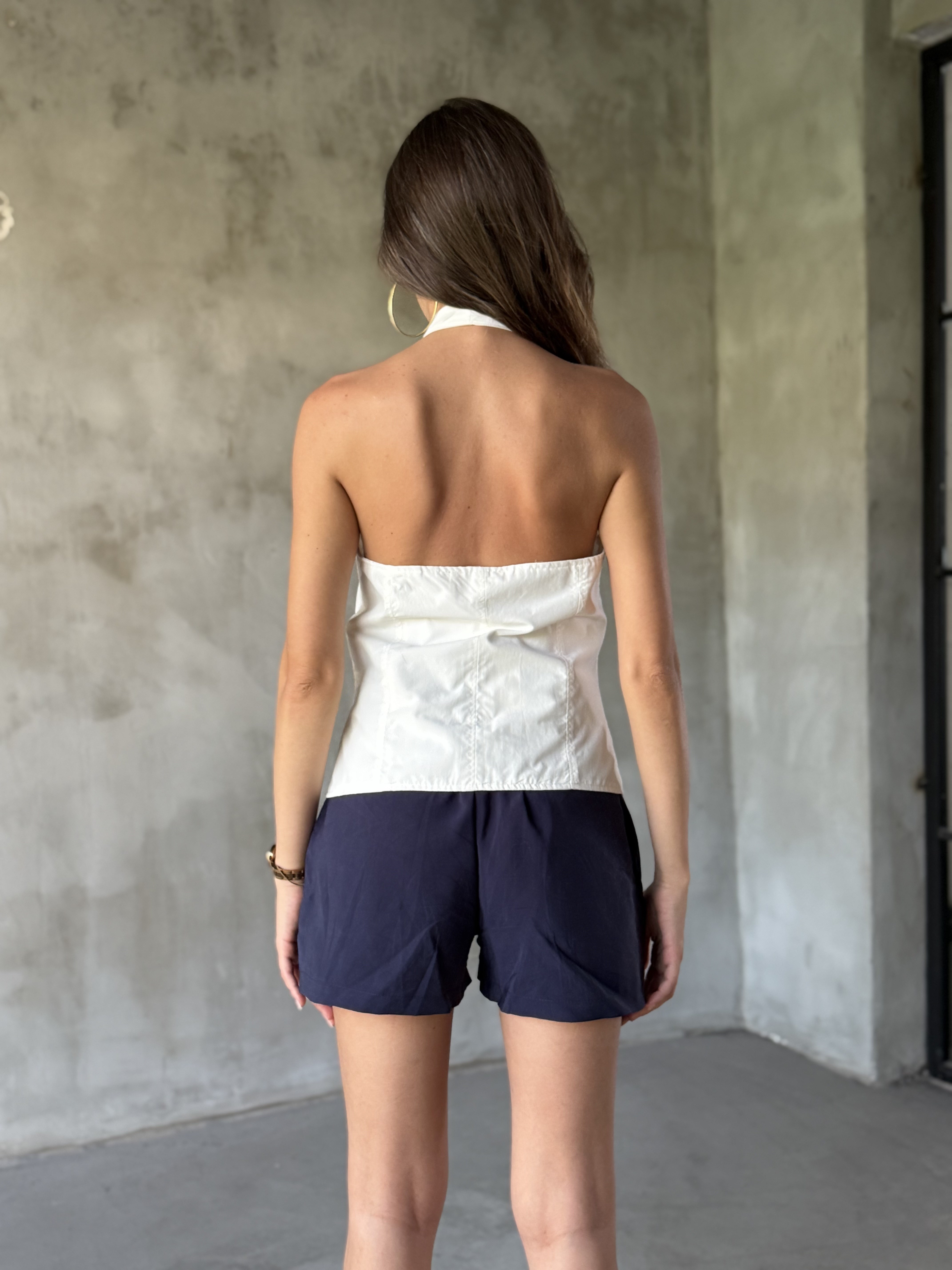 Poplin Kumaş Halter Yaka Bluz 