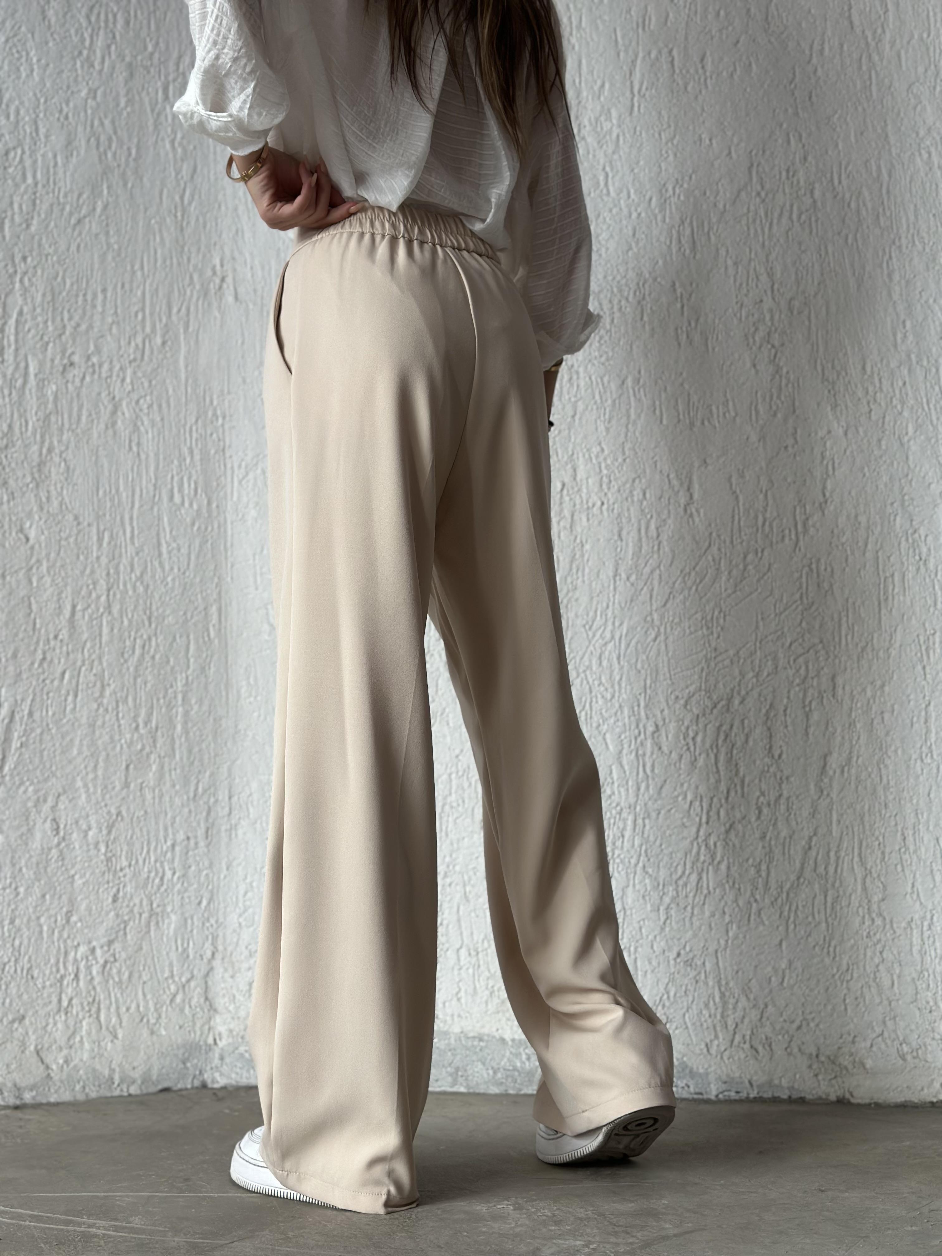 Premium Bel Lastikli Palazzo - Bej