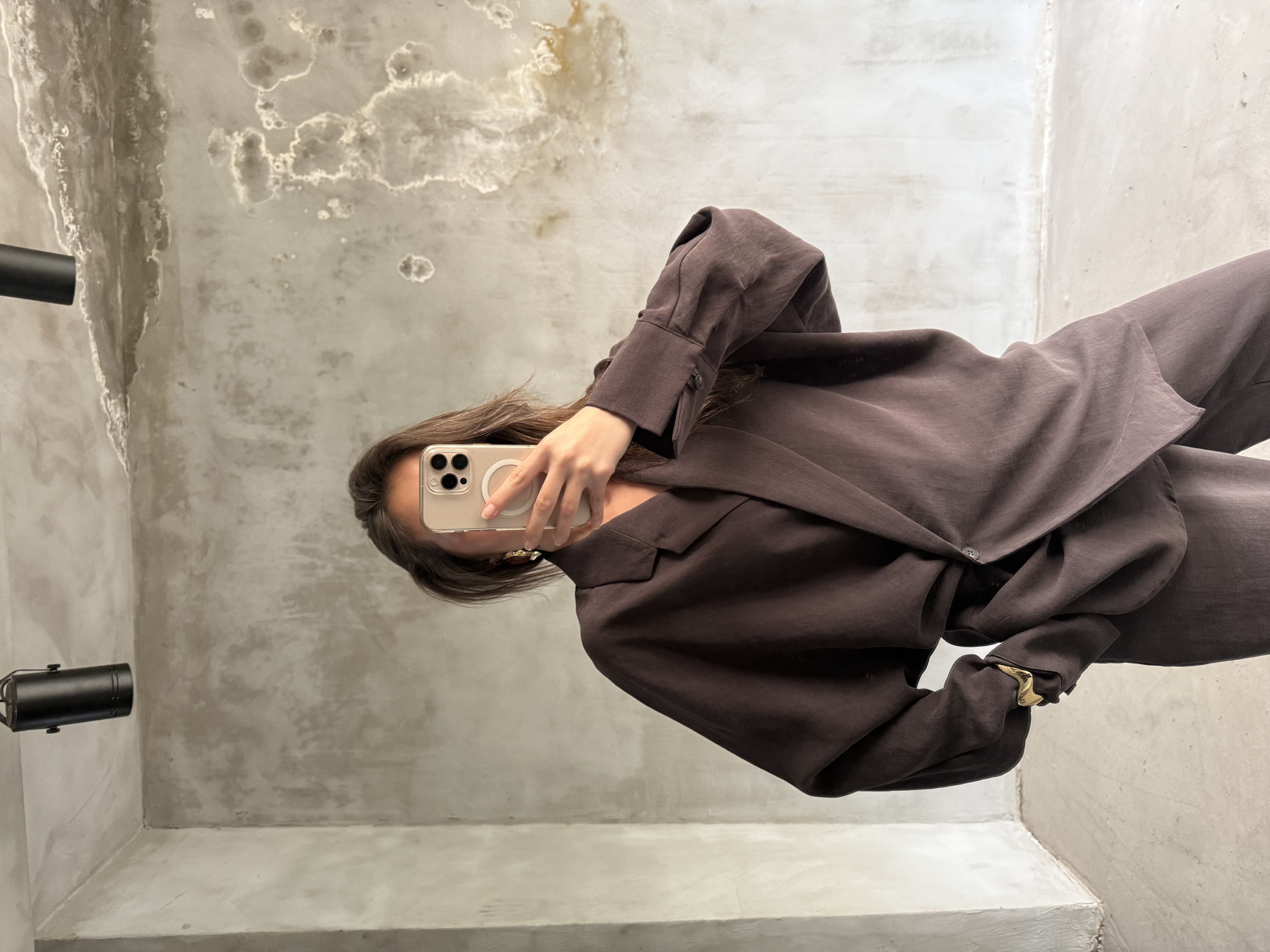 Premium Gabardin Tencel Kimonolu Takım - Kahverengi