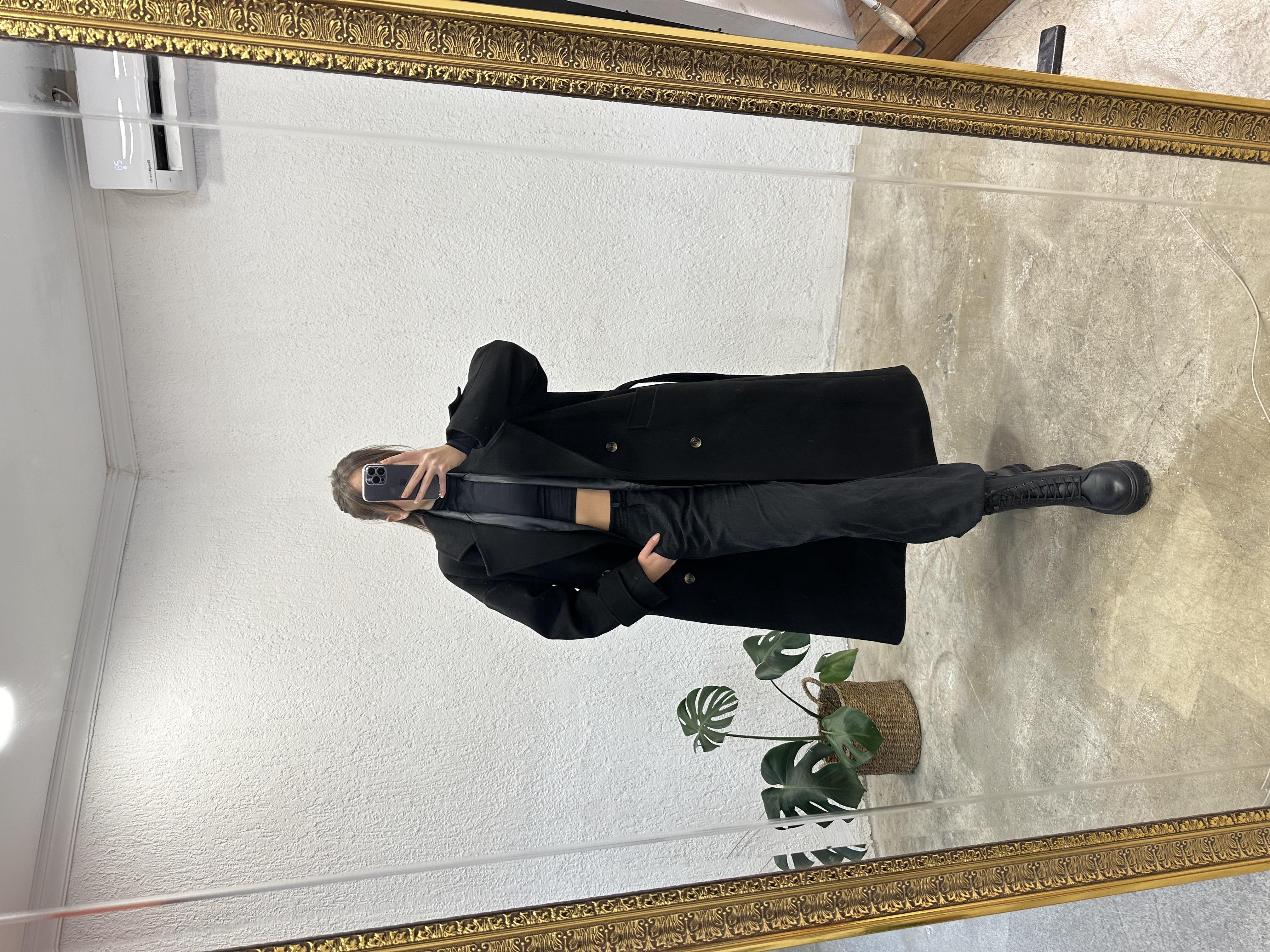 Premium Oversize Düğme ve Kuşaklı , Kaşe Kaban