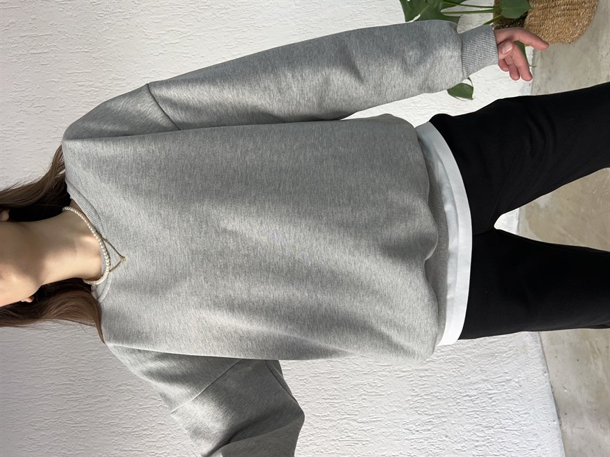 Premium Şardonlu Sweatshirt Gri