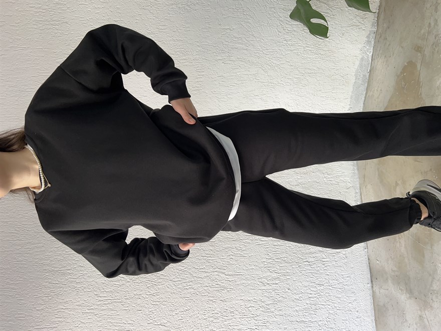 Premium Şardonlu Sweatshirt Siyah