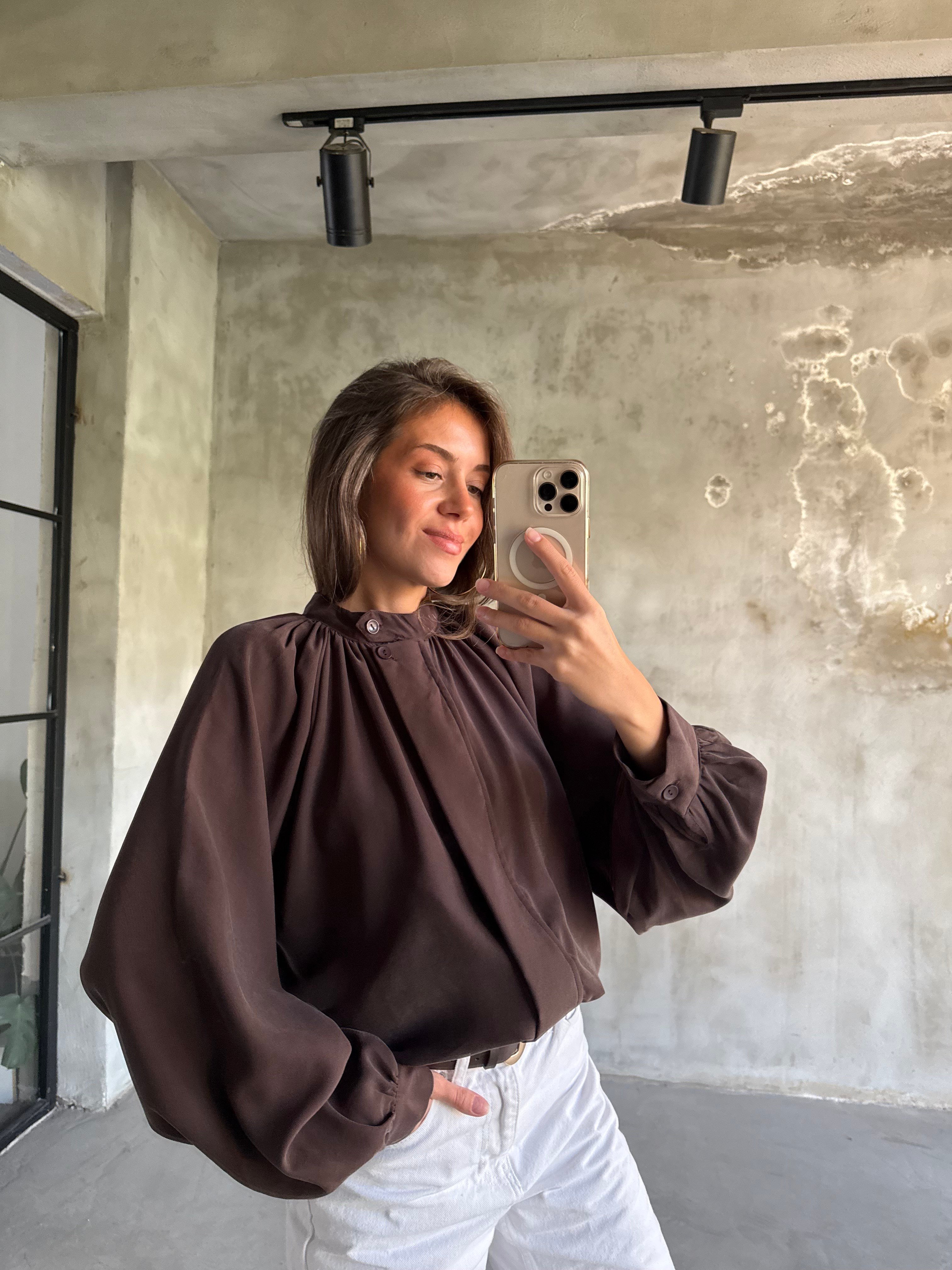 Premium Tensel Bomber Ceket - Kahverengi