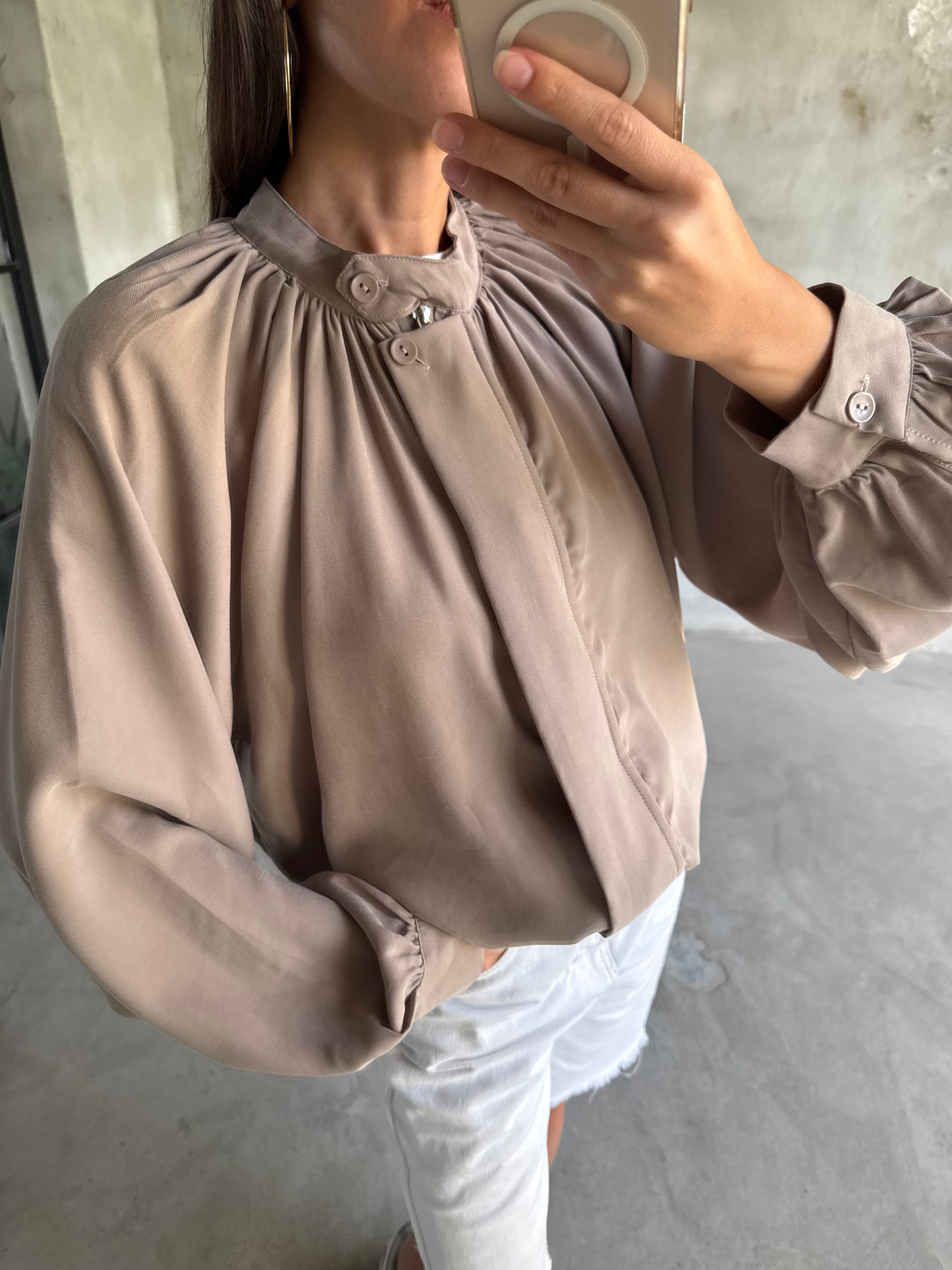Premium Tensel Bomber Ceket - Taş