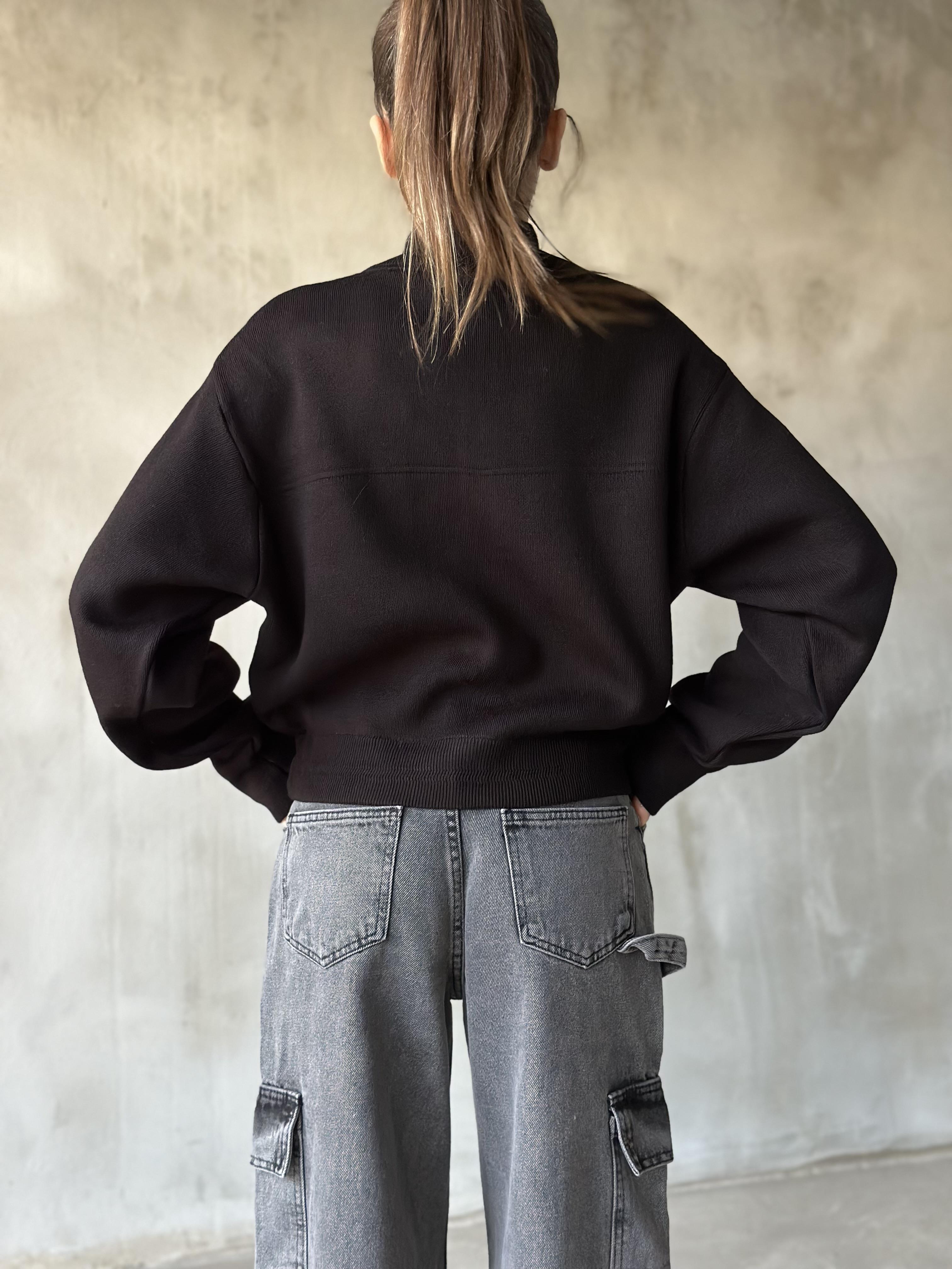 Premium Triko Bomber Ceket - Siyah