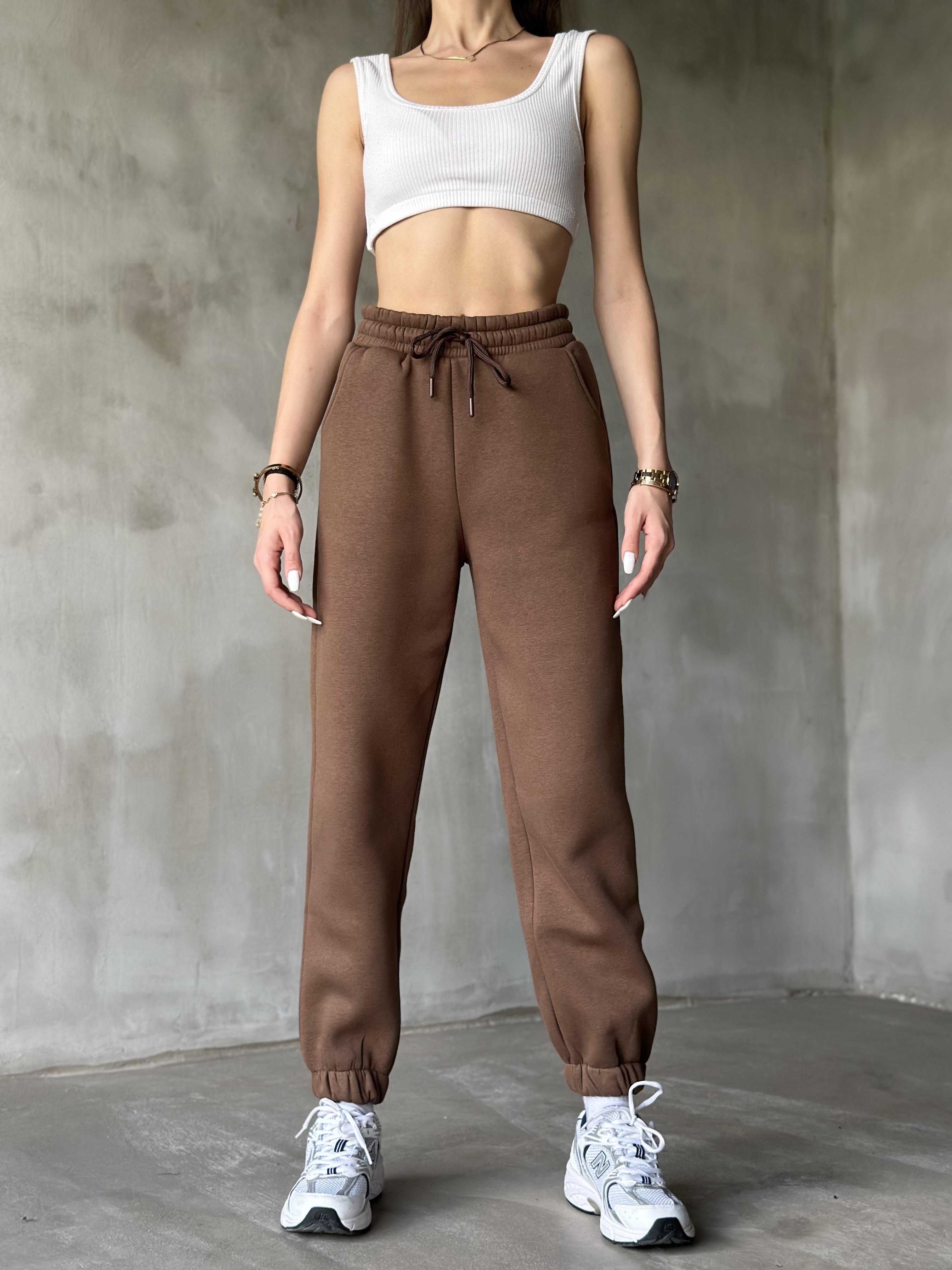 Şardonlu Jogger Eşofman Altı - Kahverengi