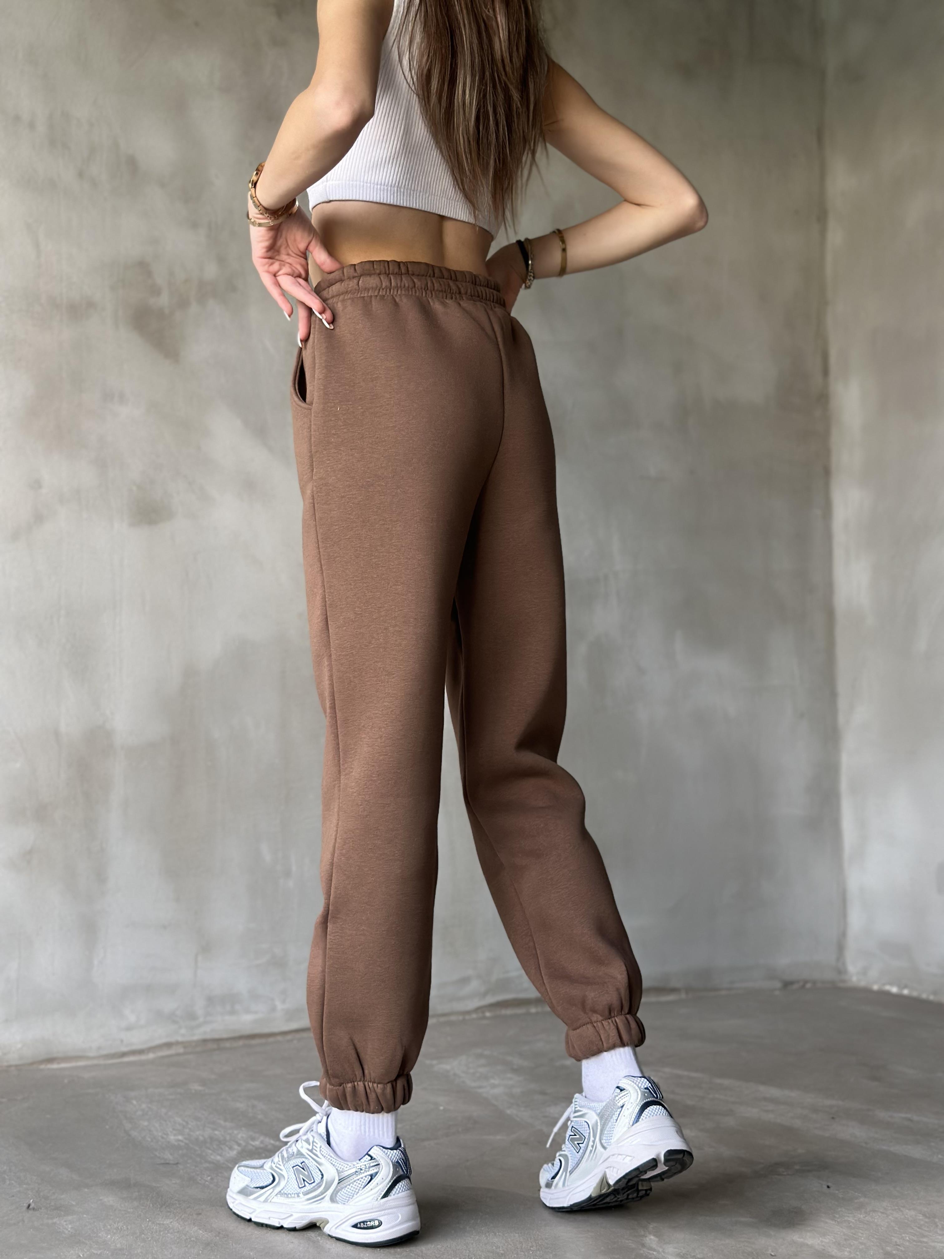 Şardonlu Jogger Eşofman Altı - Kahverengi